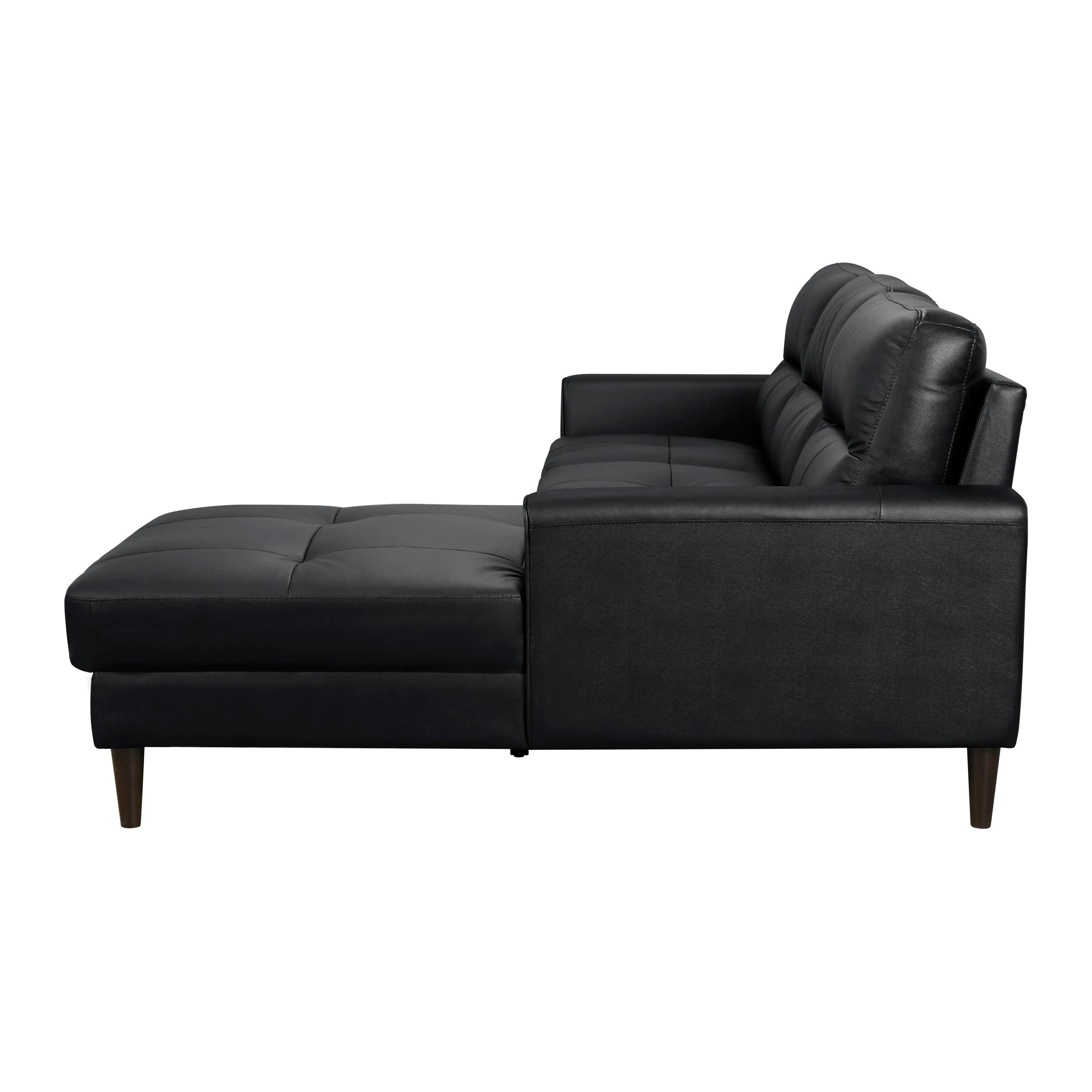 Lewes Black Leather 2-Piece Sectional with Right Chaise - Image 5