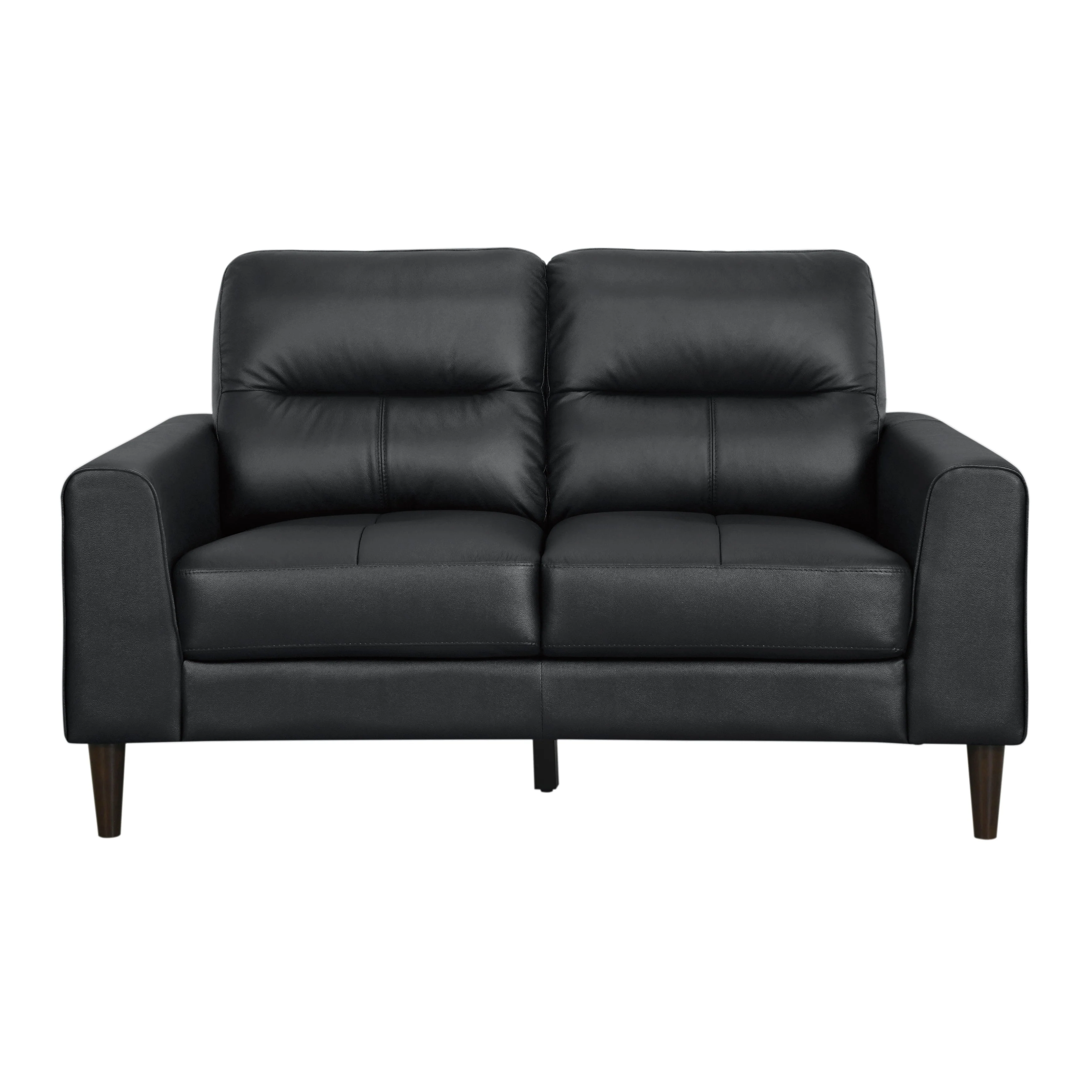 Lewes Black Leather Loveseat - Image 6