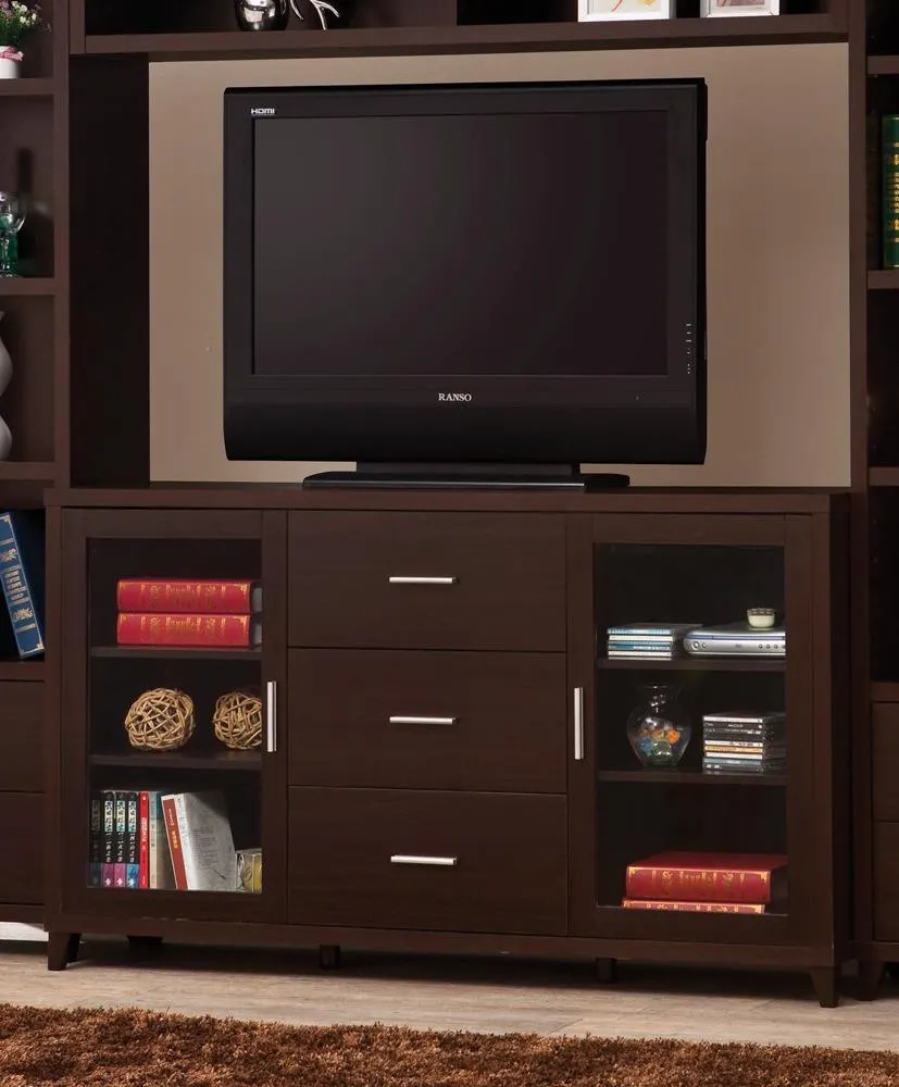 Lewes Cappuccino 2-Door TV Stand with Adjustable Shelves