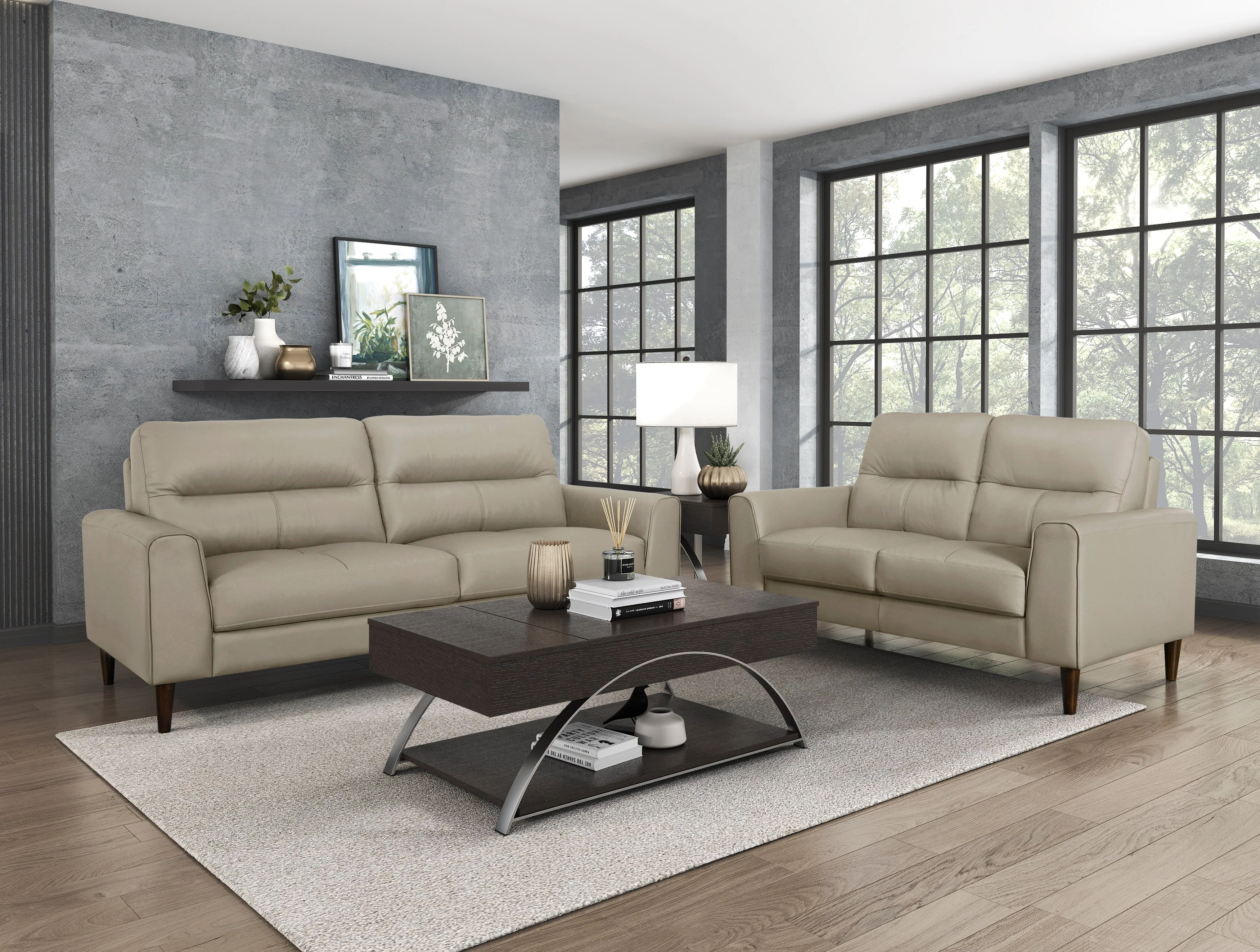 Lewes Latte Leather Sofa - Image 2