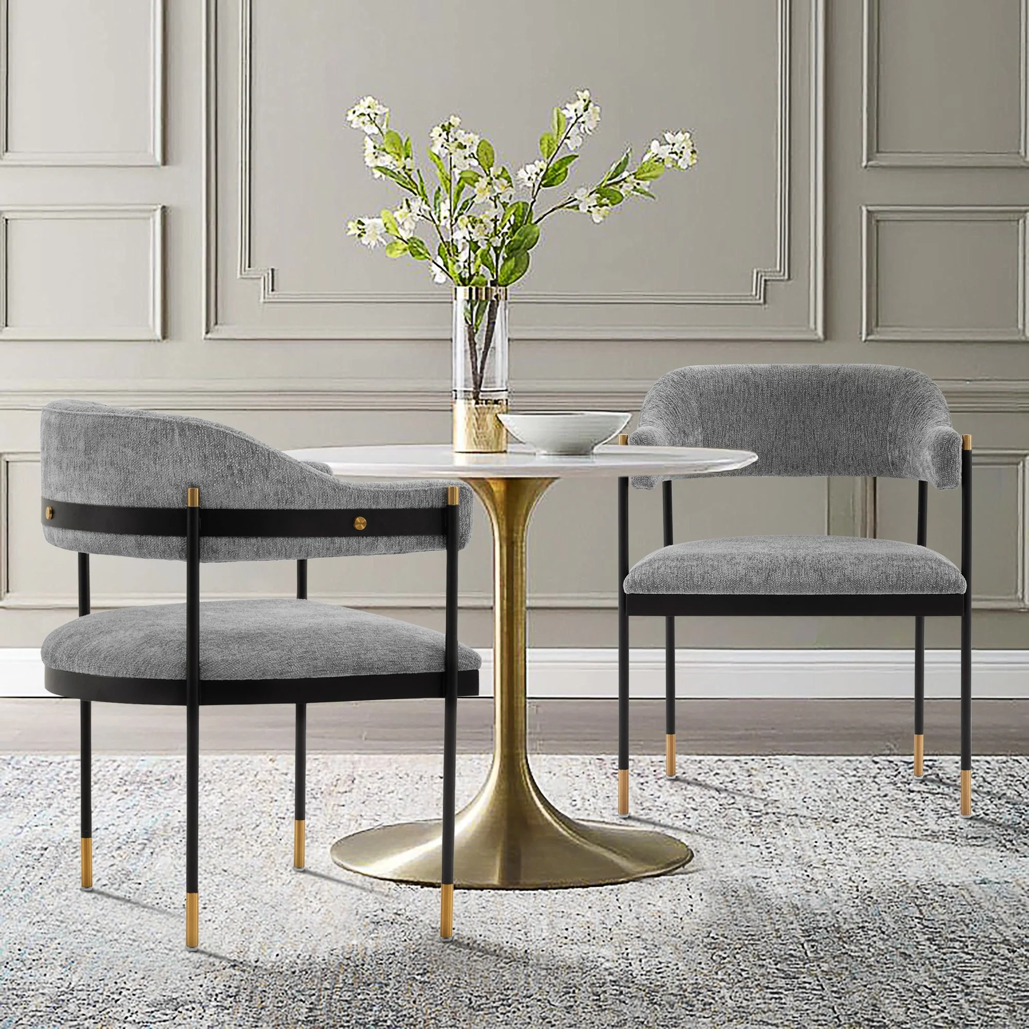 Lia Dining Armchair in Grey (set of 2) - Image 2