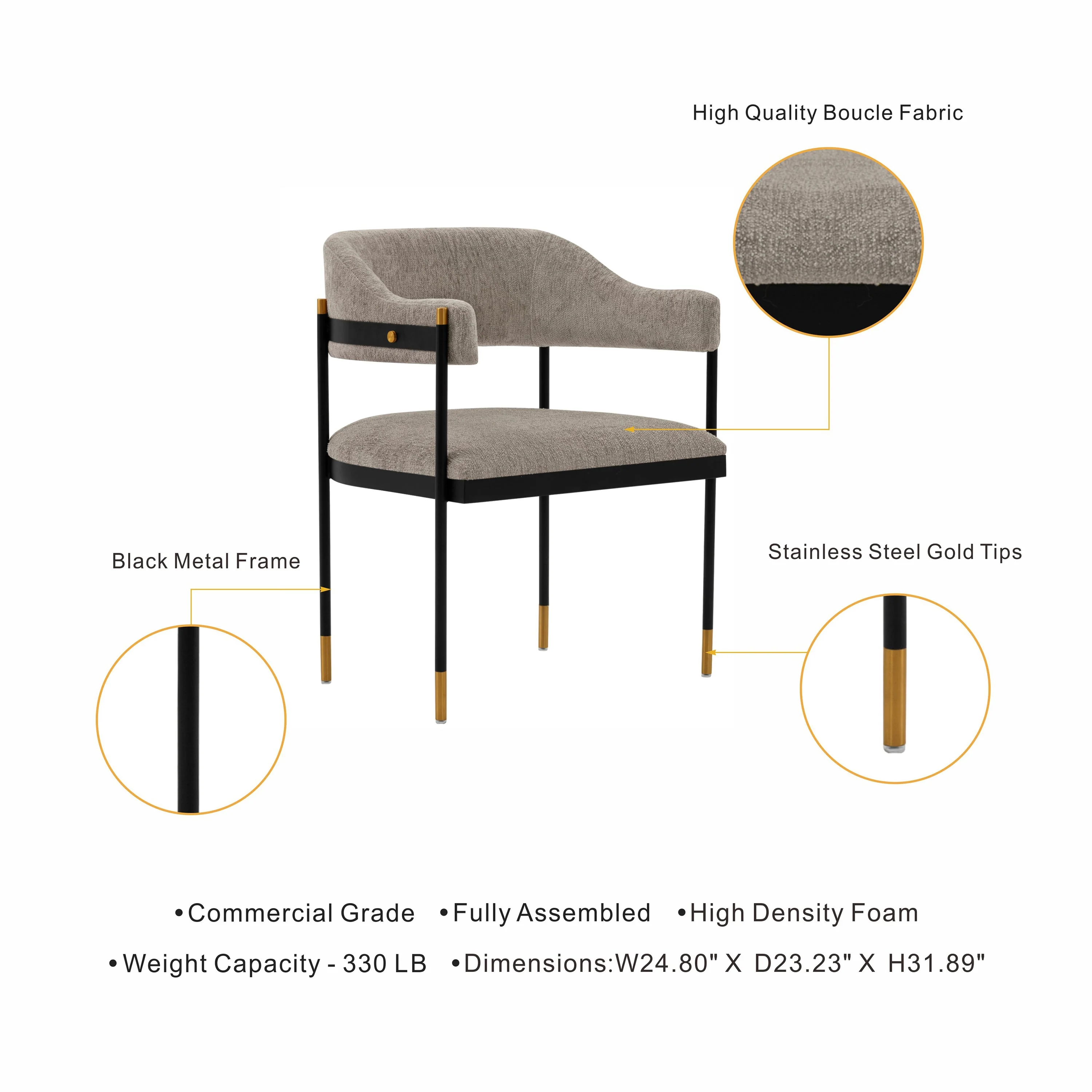 Lia Dining Armchair in Stone (set of 2) - Image 4