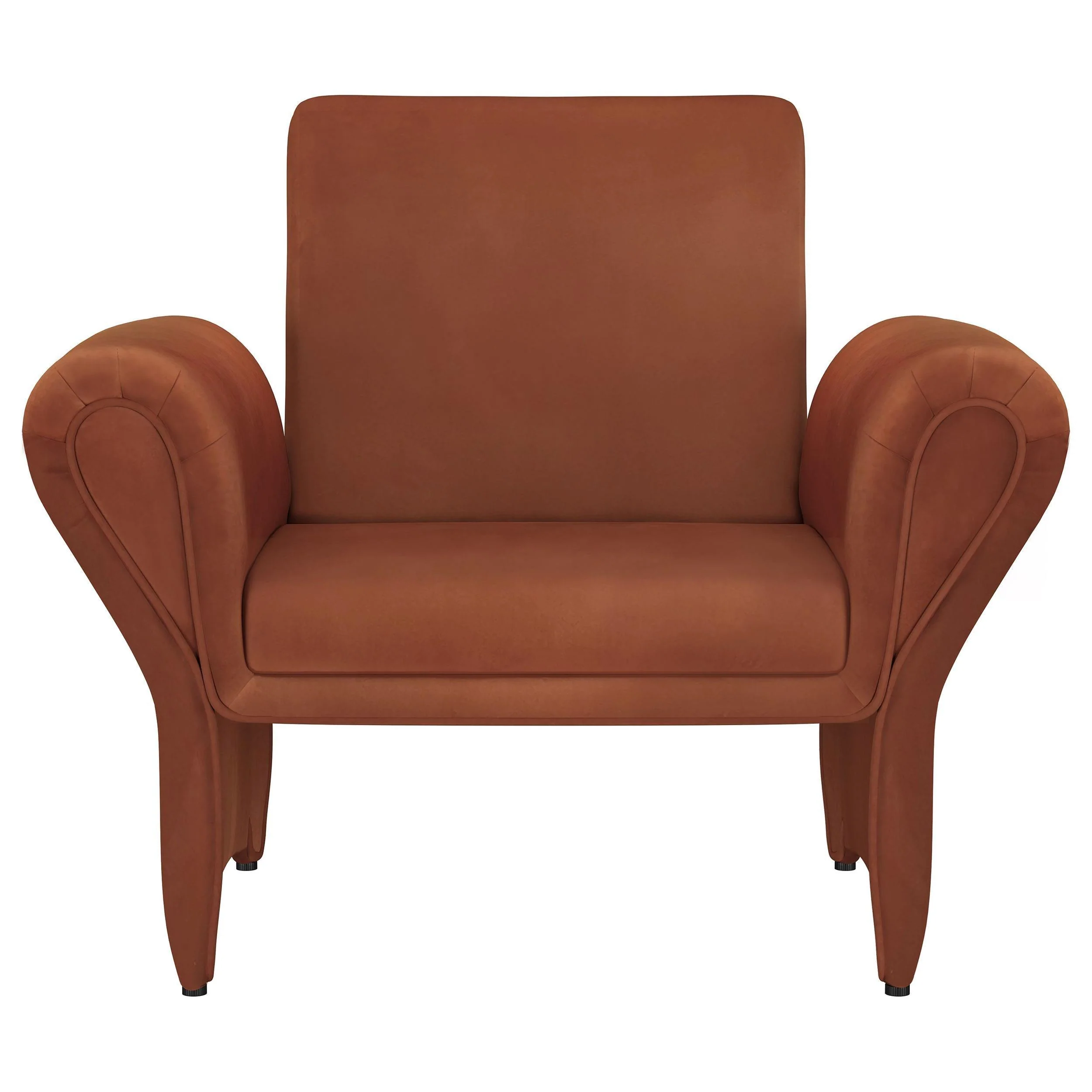 Liana Rust Orange Upholstered Roll Arm Accent Armchair - Image 2