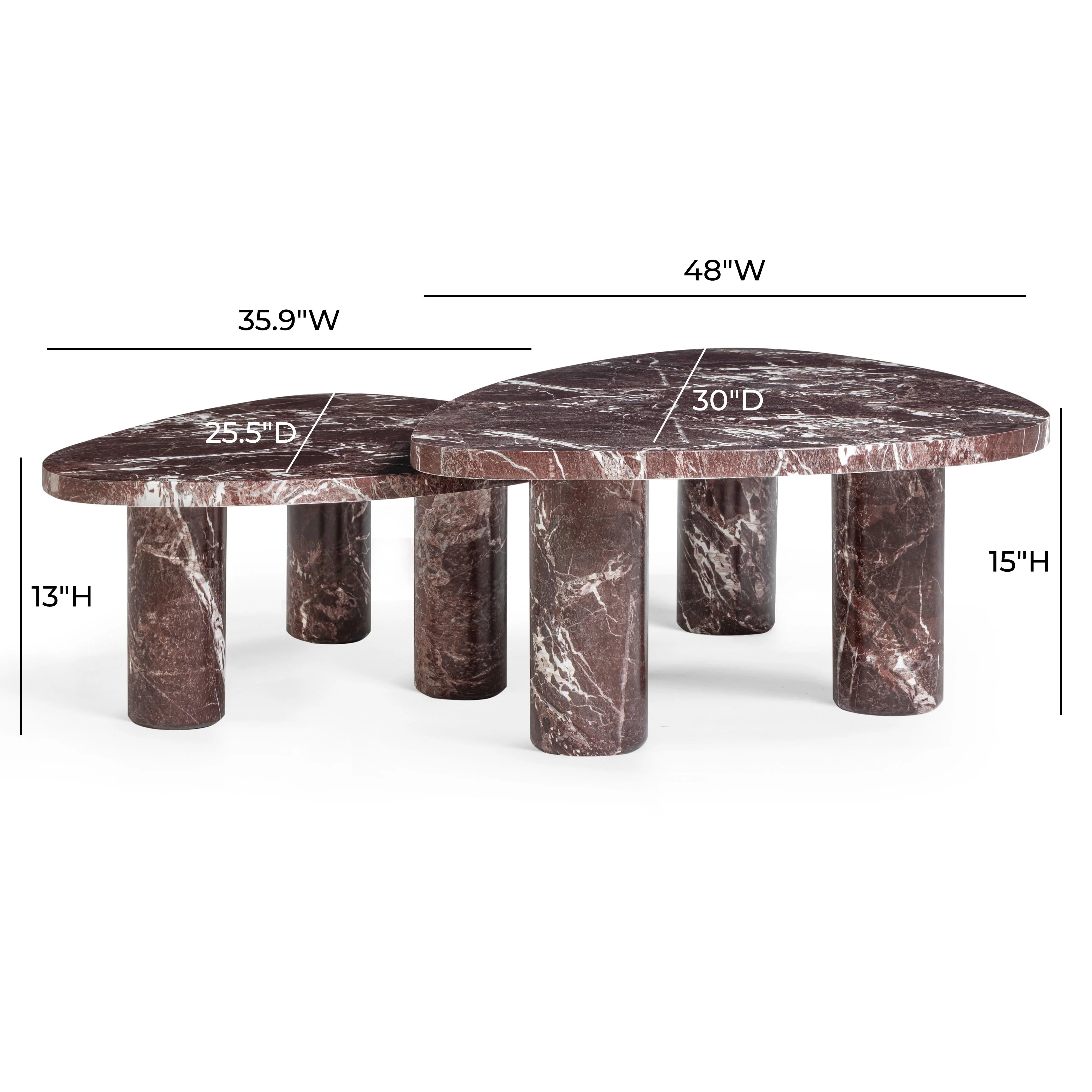 Libby 2-Piece Faux Red Levanto Marble Nesting Coffee Table Set - Image 5