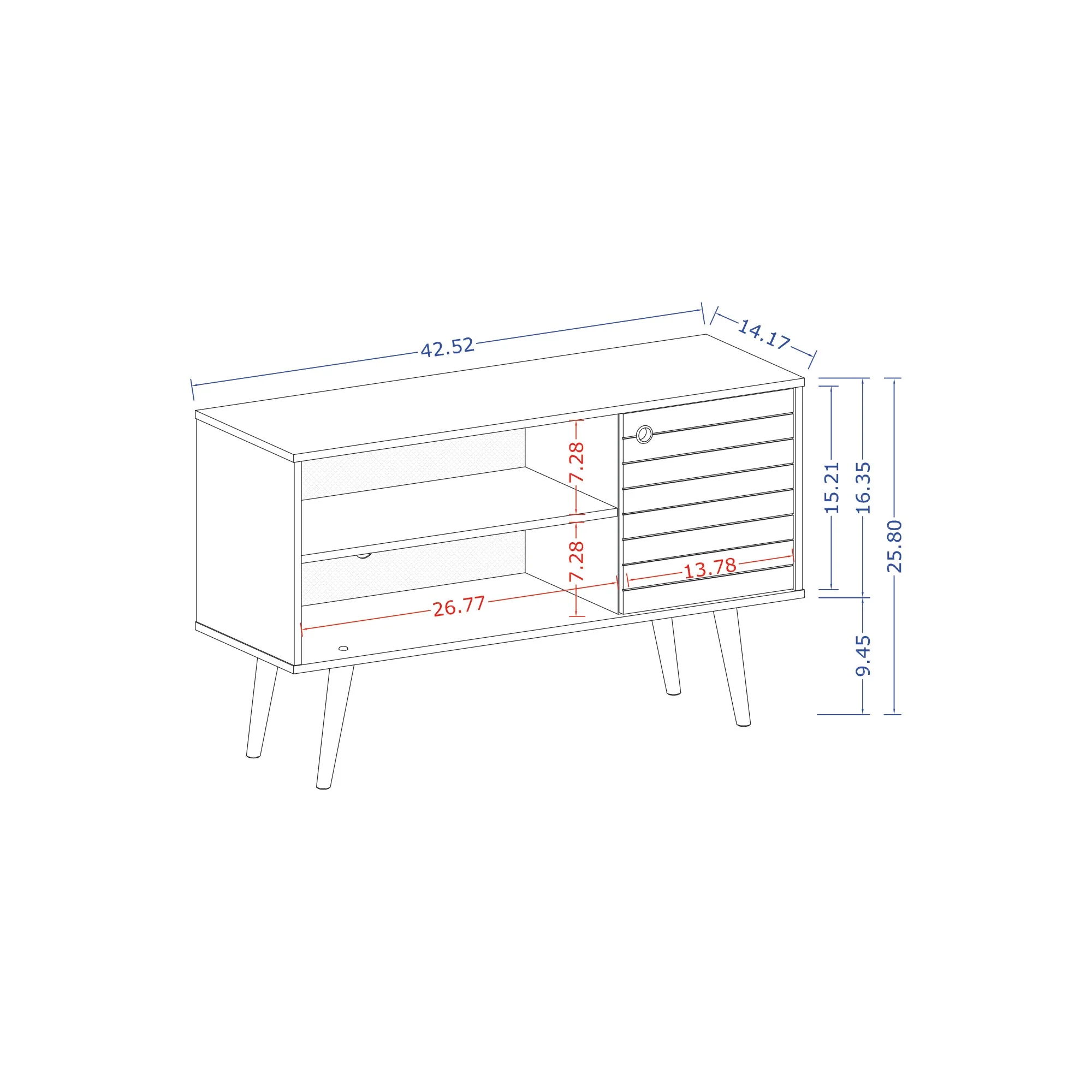 Liberty 42.52 TV Stand in Rustic Brown and Aqua Blue - Image 3