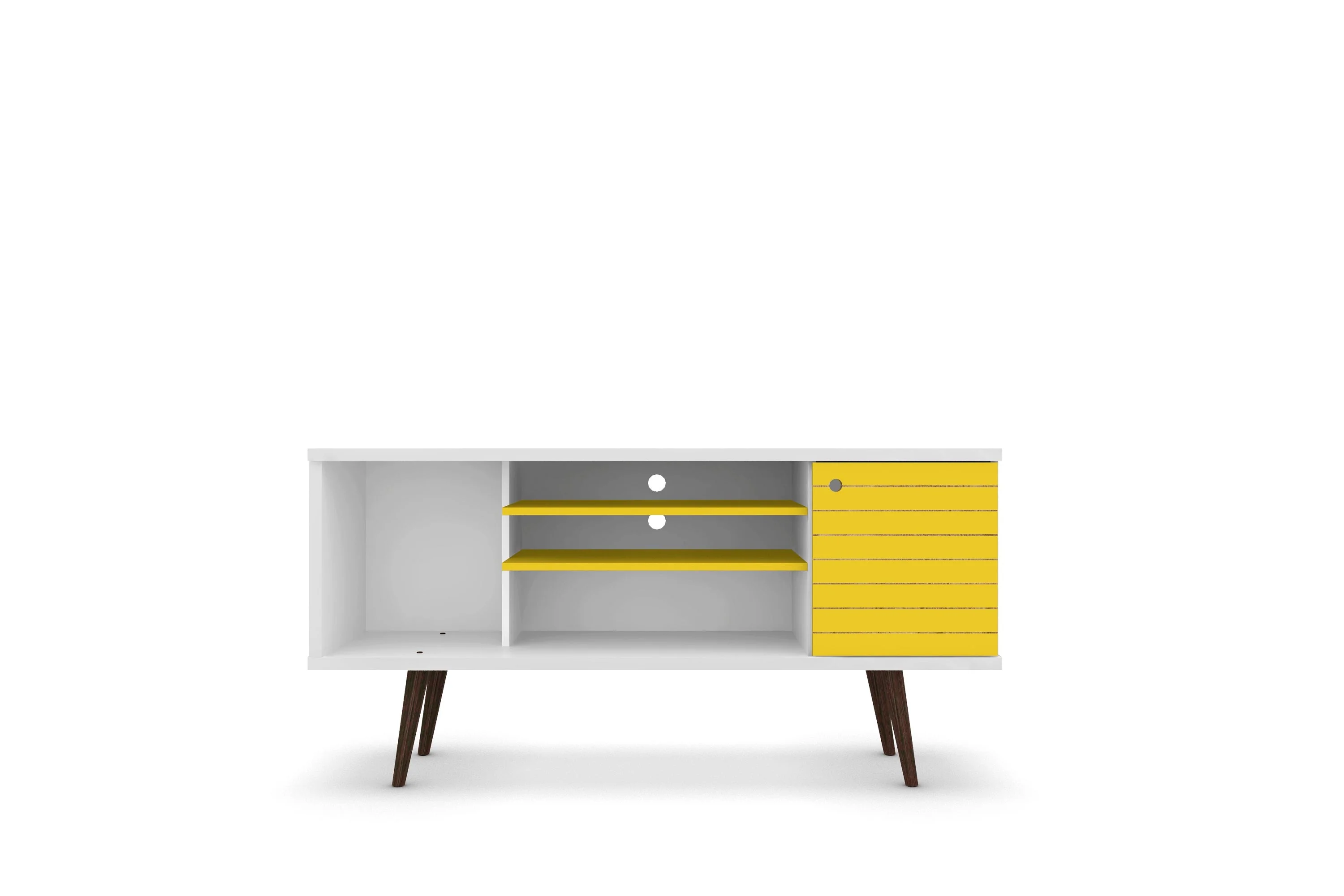 Liberty 53.14" Mid-Century Modern TV Stand in White and Yellow - Image 8