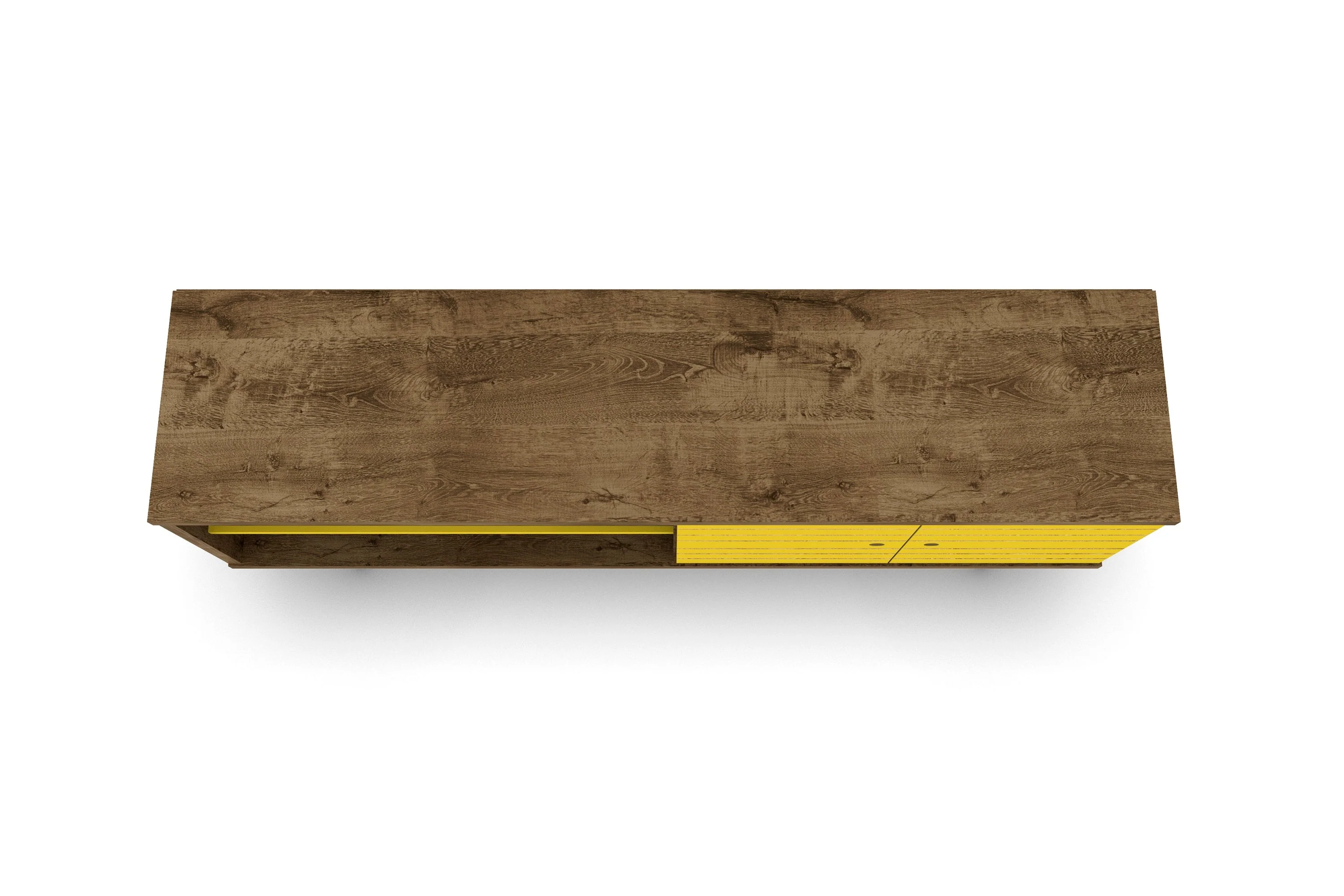 Liberty 62.99" Mid-Century Modern TV Stand in Rustic Brown and Yellow - Image 7