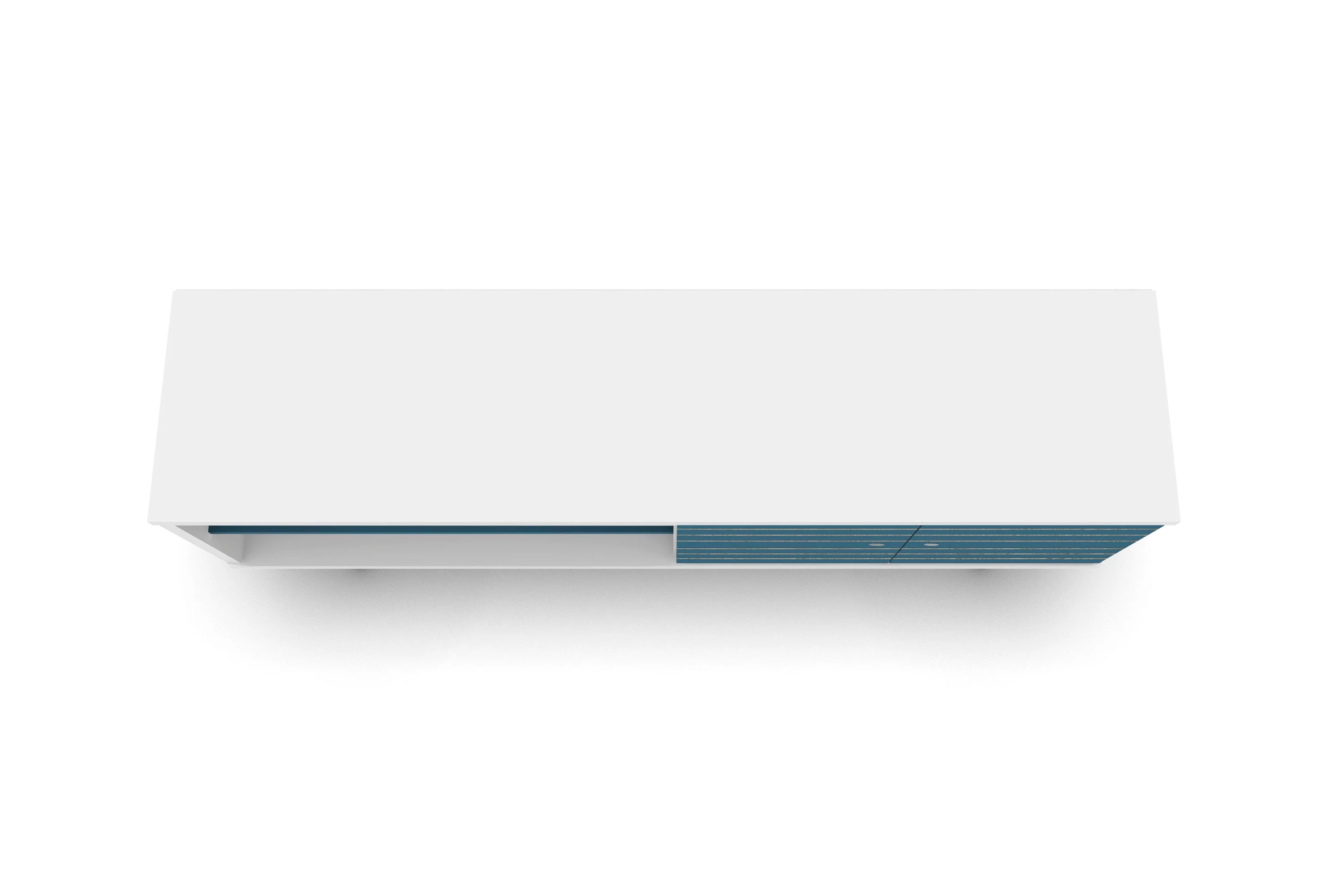 Liberty 62.99" Mid-Century Modern TV Stand in White and Aqua Blue - Image 7