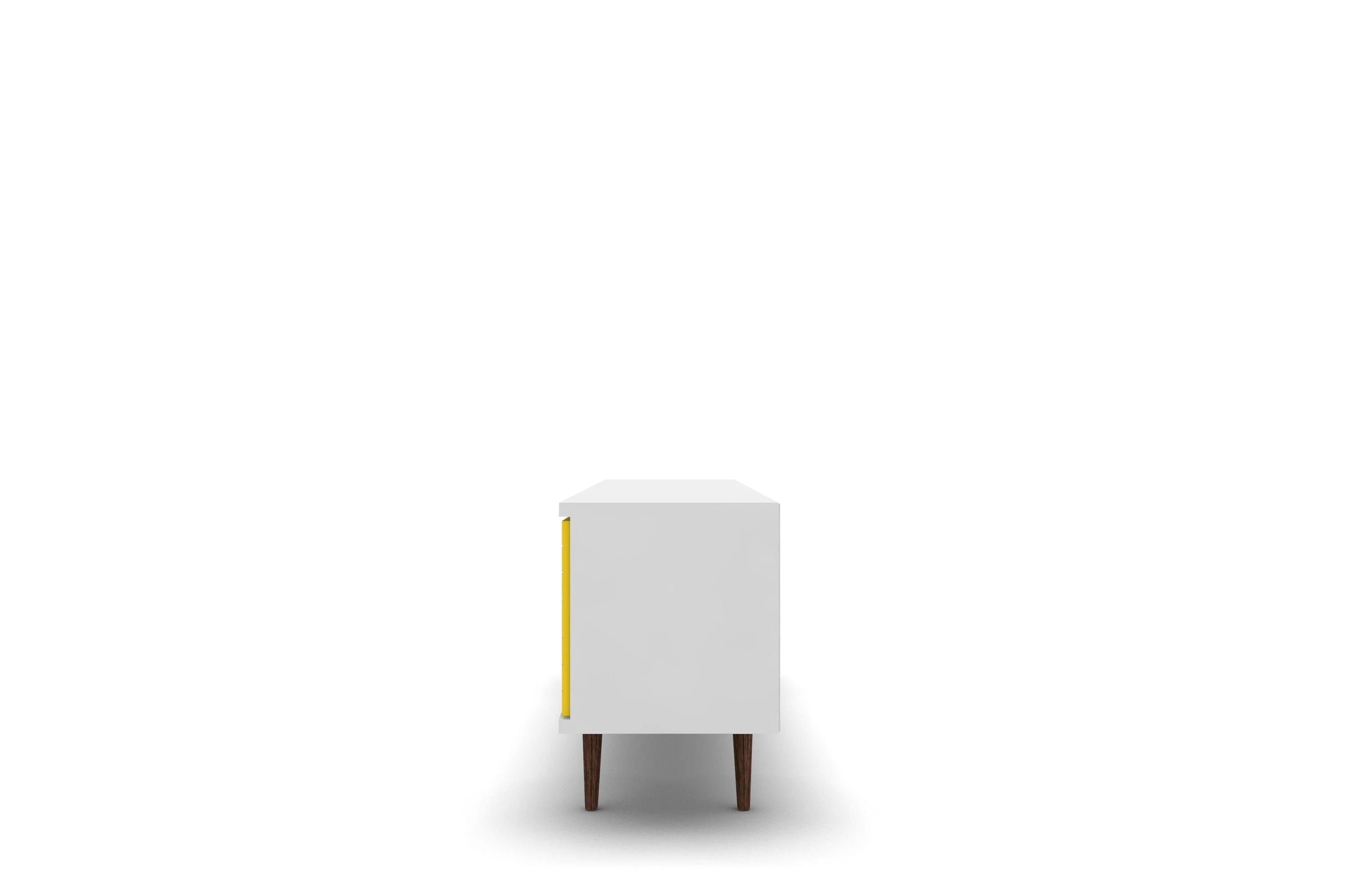 Liberty 62.99" Mid-Century Modern TV Stand in White and Yellow - Image 5