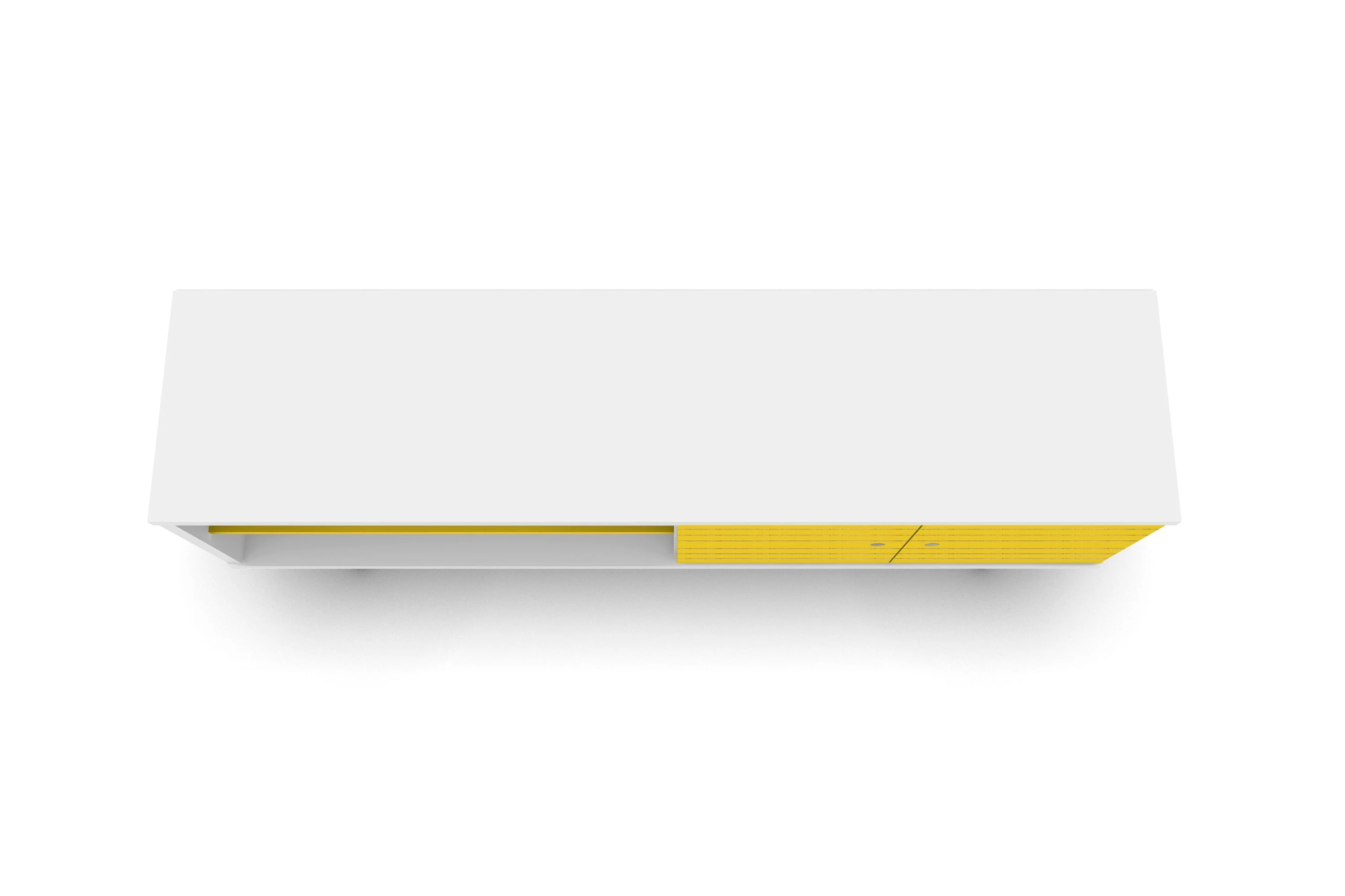 Liberty 62.99" Mid-Century Modern TV Stand in White and Yellow - Image 7