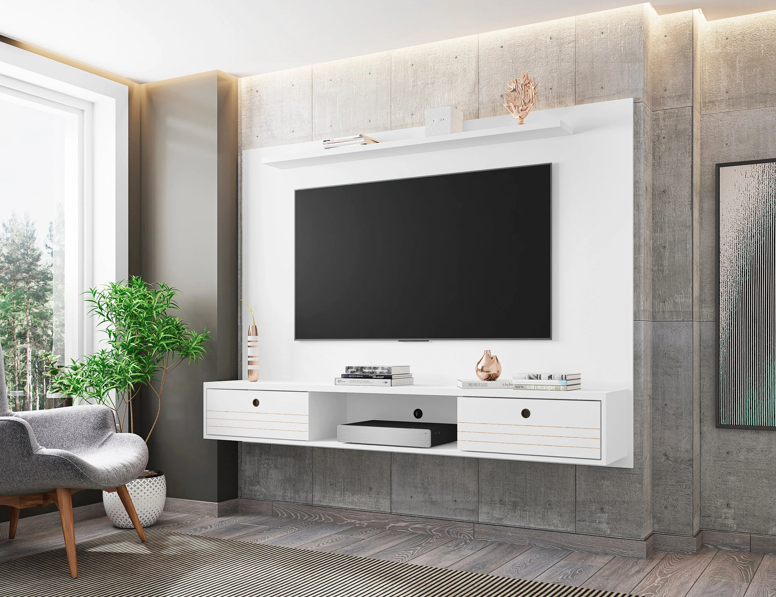 Liberty 70.86 Floating Entertainment Center in White - Image 6