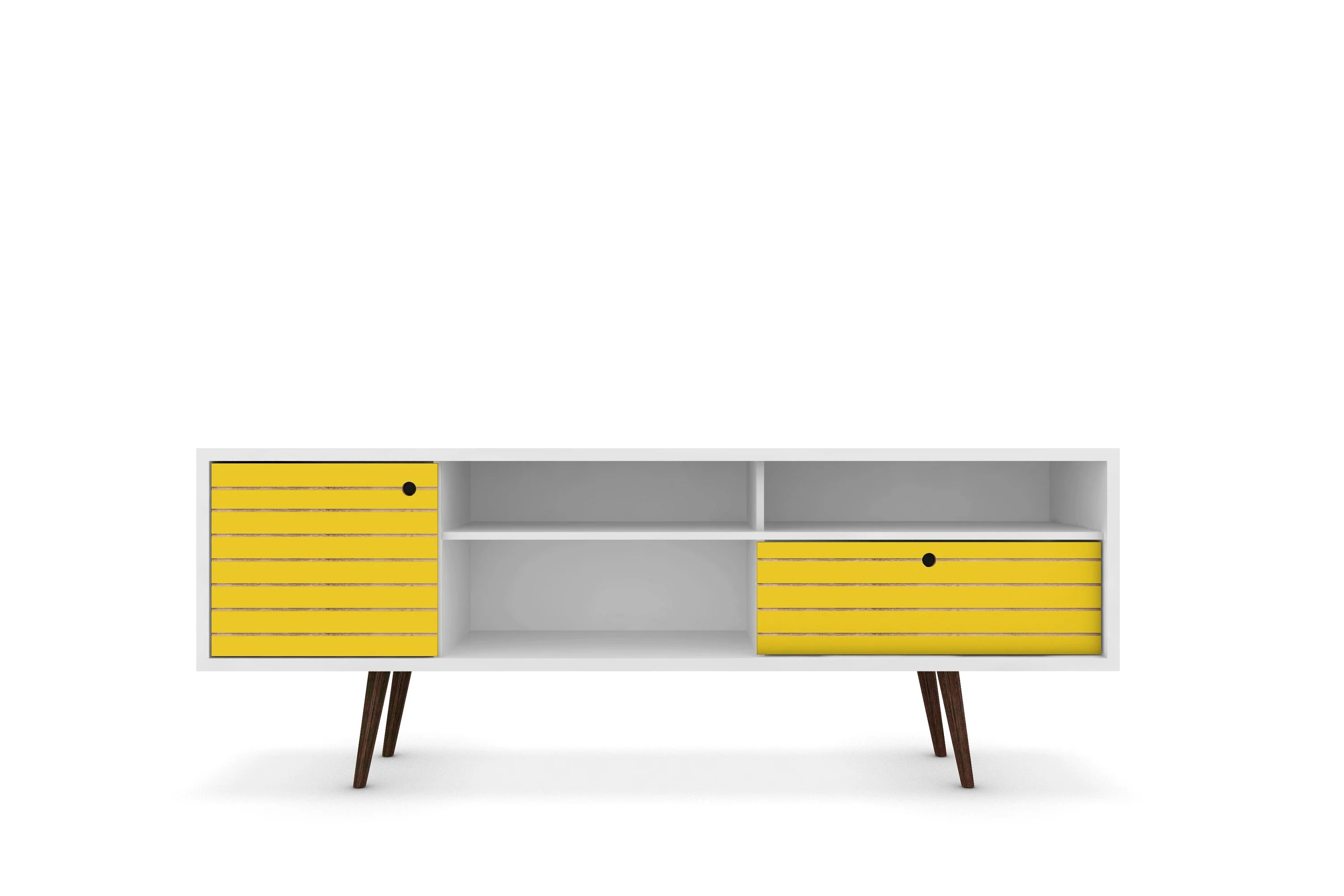 Liberty 70.86" Mid-Century Modern TV Stand in White and Yellow - Image 8