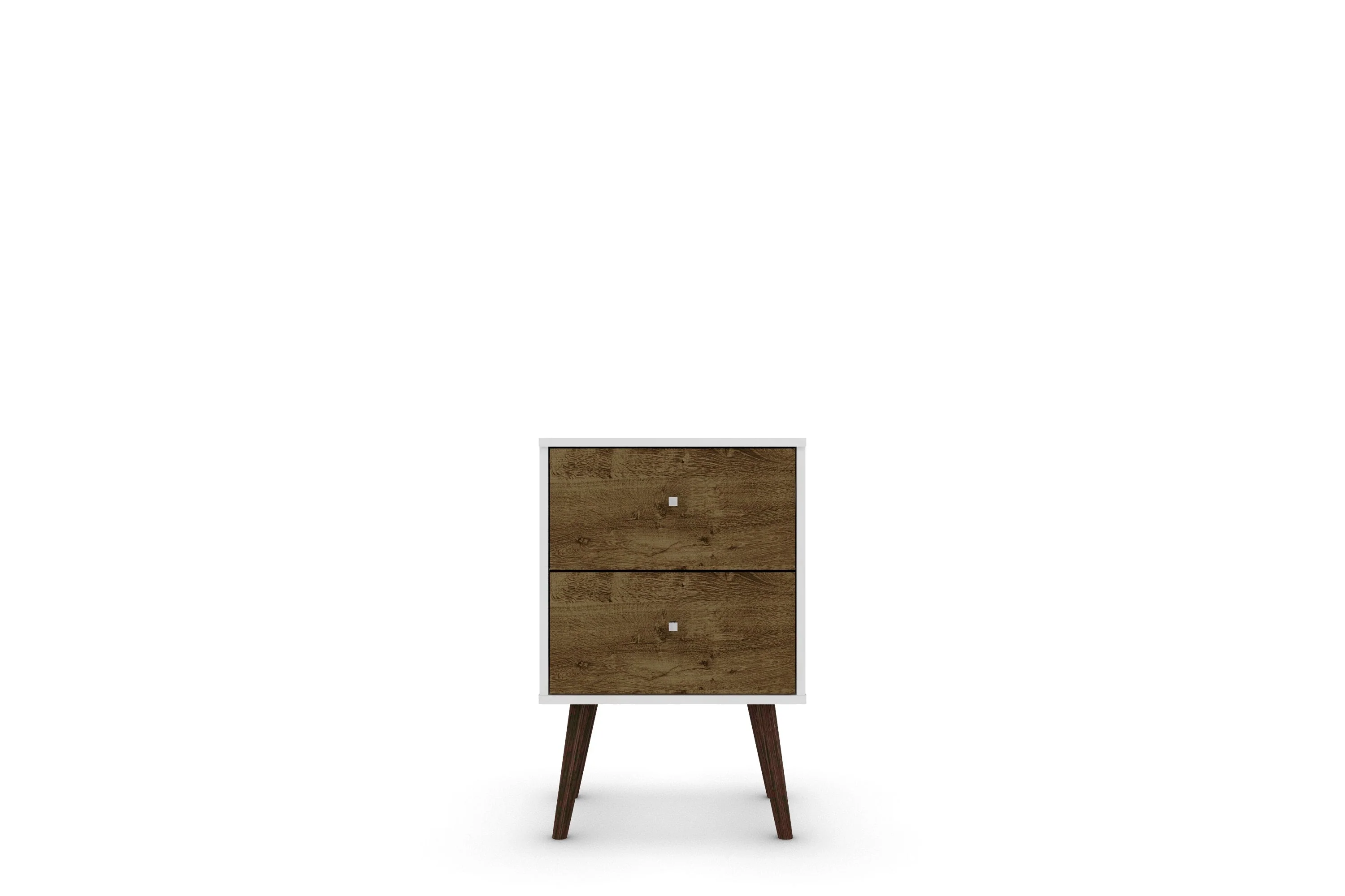 Liberty Mid-Century Modern Nightstand 2.0 in White and Rustic Brown - Image 7