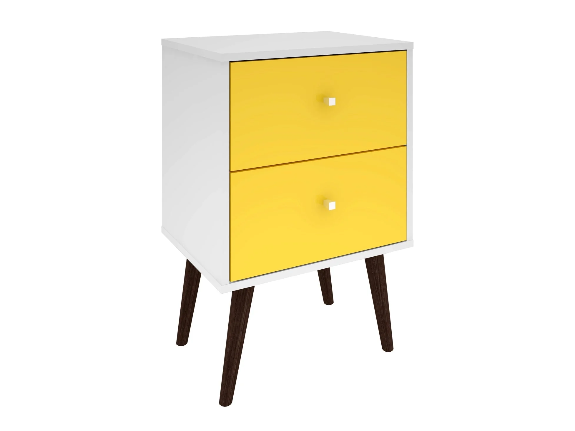 Liberty Mid-Century Modern Nightstand 2.0 in White and Yellow