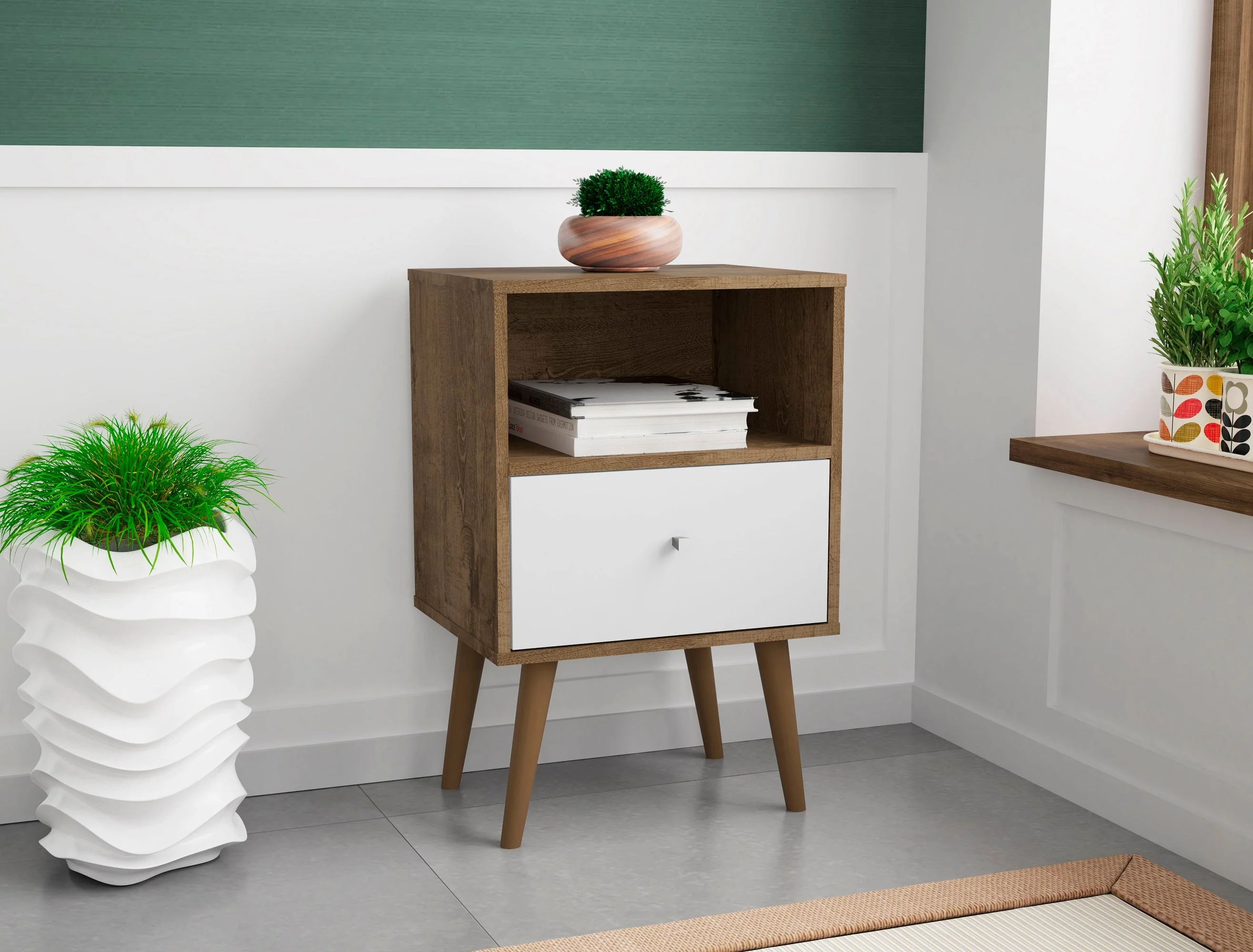 Liberty Nightstand 1.0 in Rustic Brown and White - Image 2