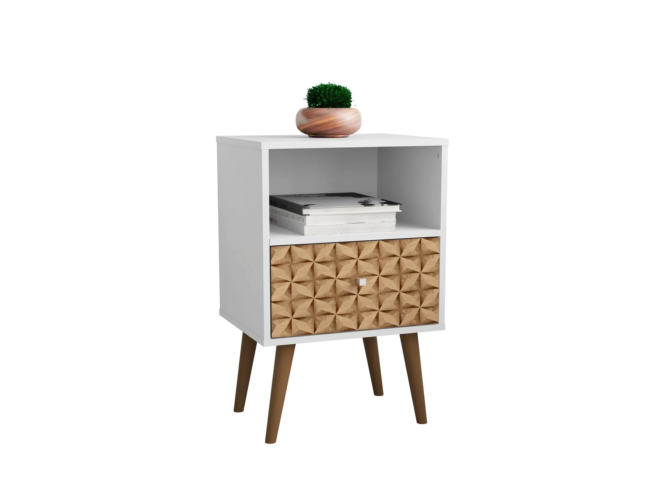 Liberty Nightstand 1.0 in White and 3D Brown Prints