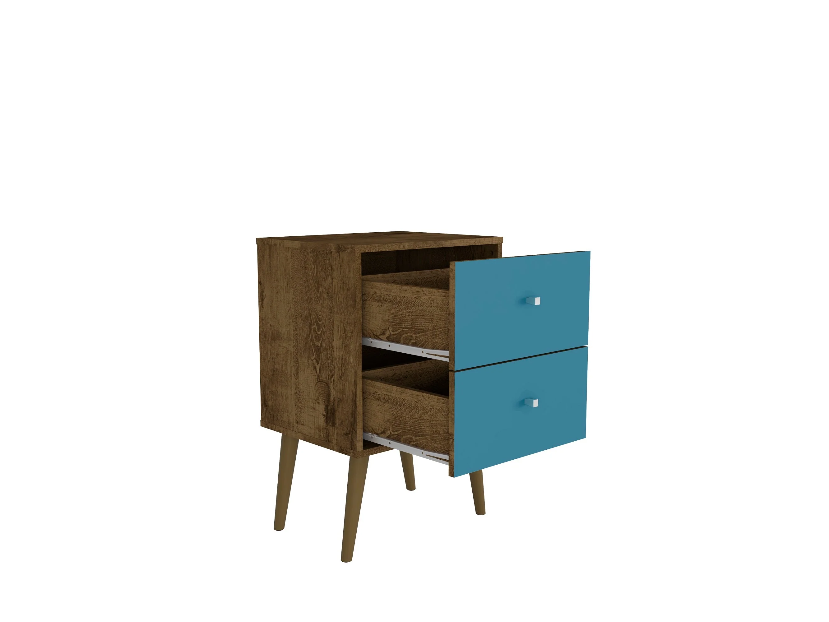 Liberty Nightstand 2.0 in Rustic Brown and Aqua Blue - Image 4
