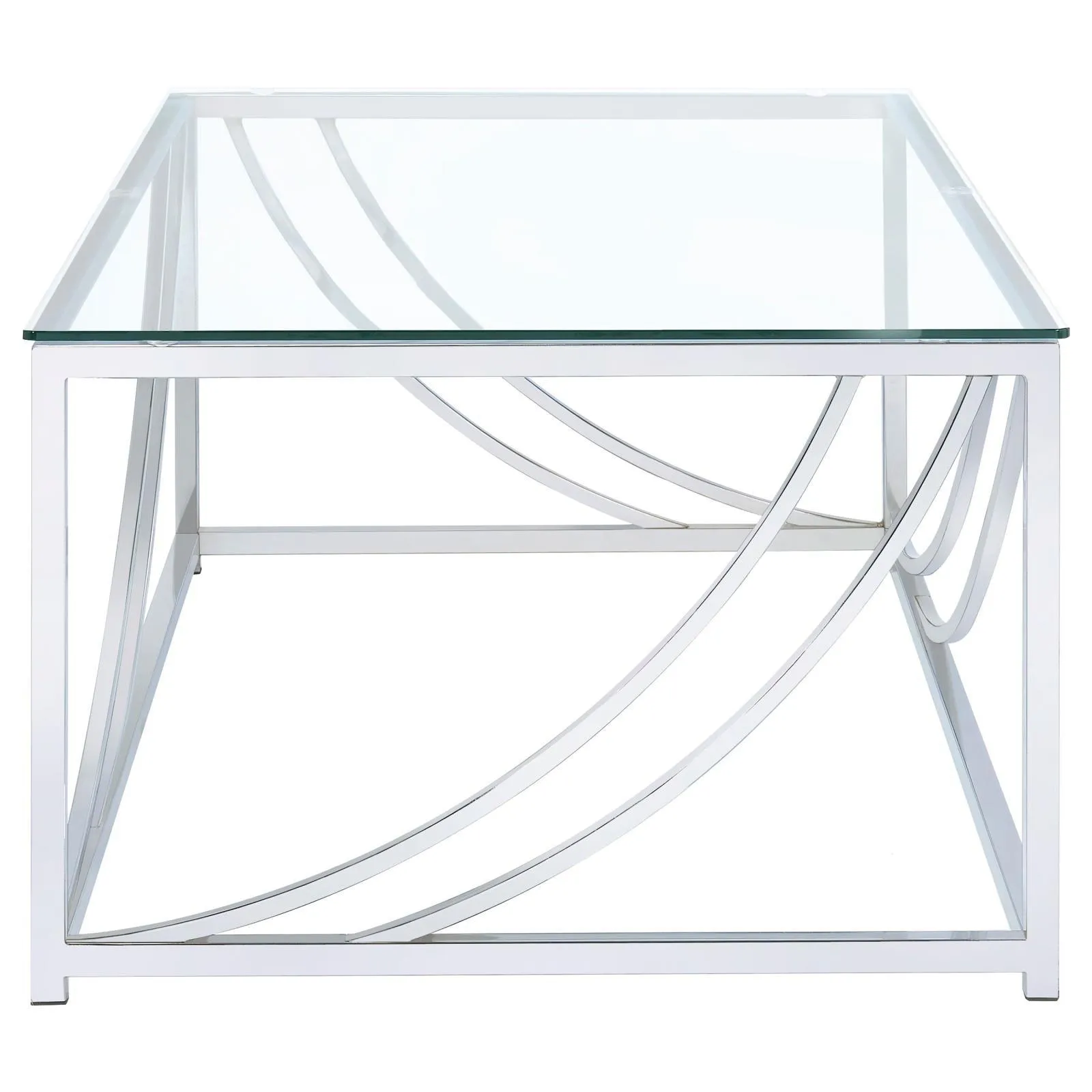 Lille Chrome Accents Glass Top Rectangular Coffee Table - Image 4