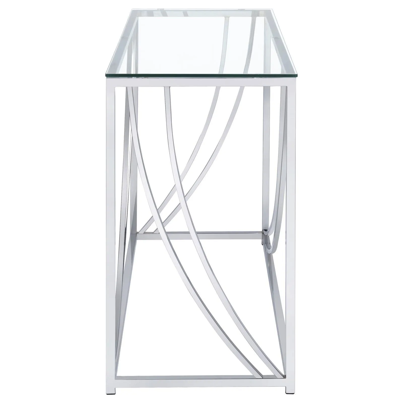 Lille Chrome Glass Top Rectangular Sofa Table Accents - Image 5
