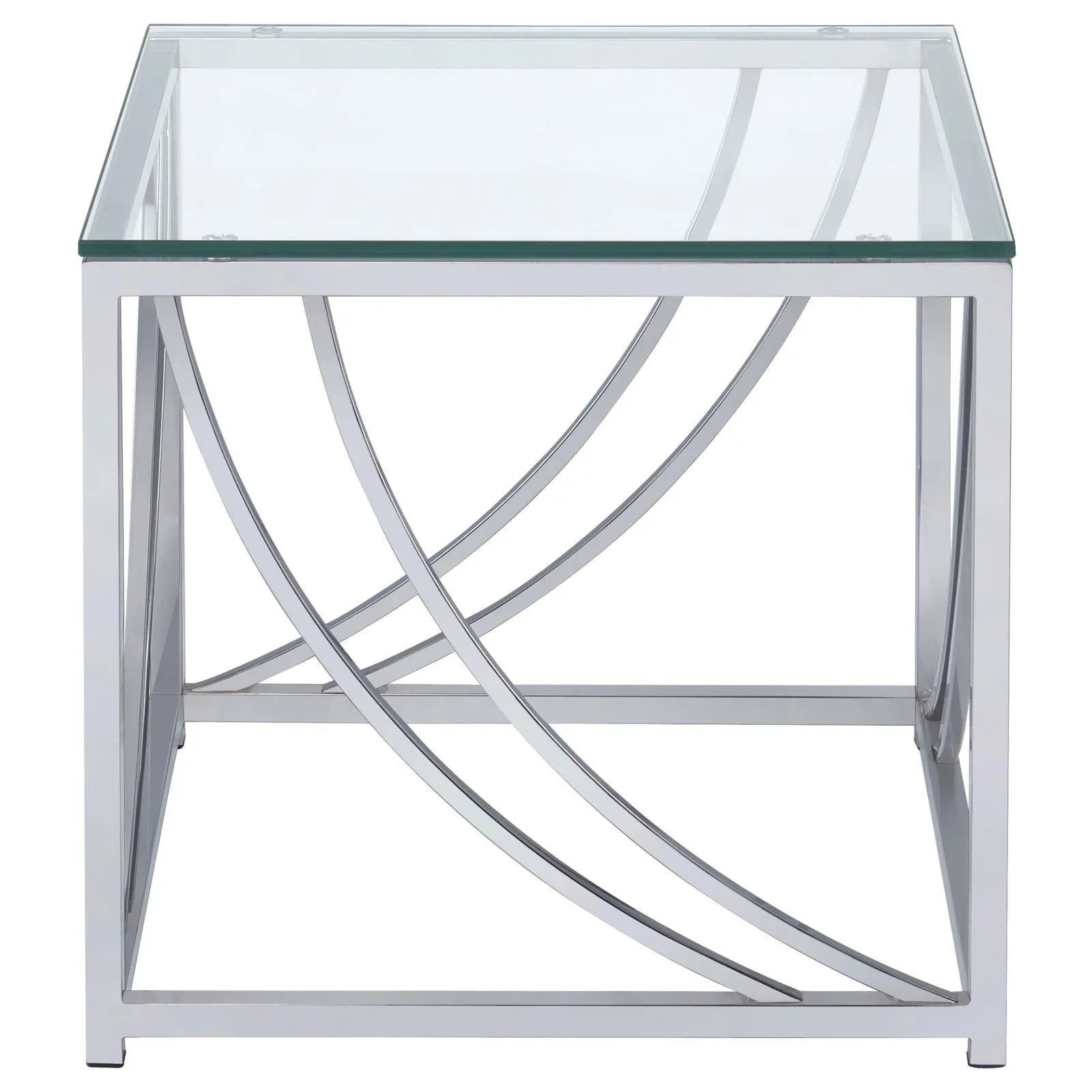 Lille Chrome Glass Top Square End Table Accents - Image 2