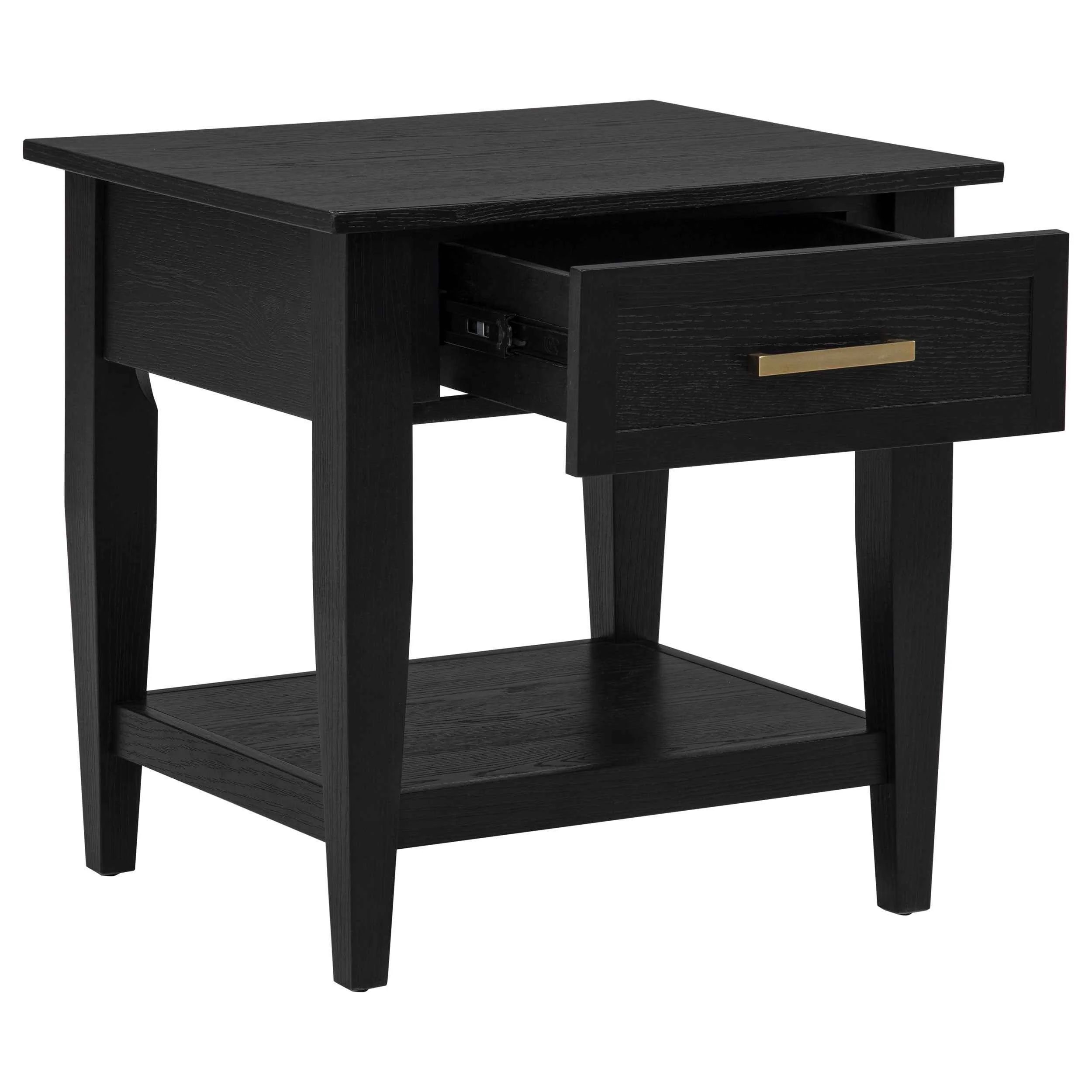 Lindenton Black 1-drawer Wood Occasional Side End Table - Image 2