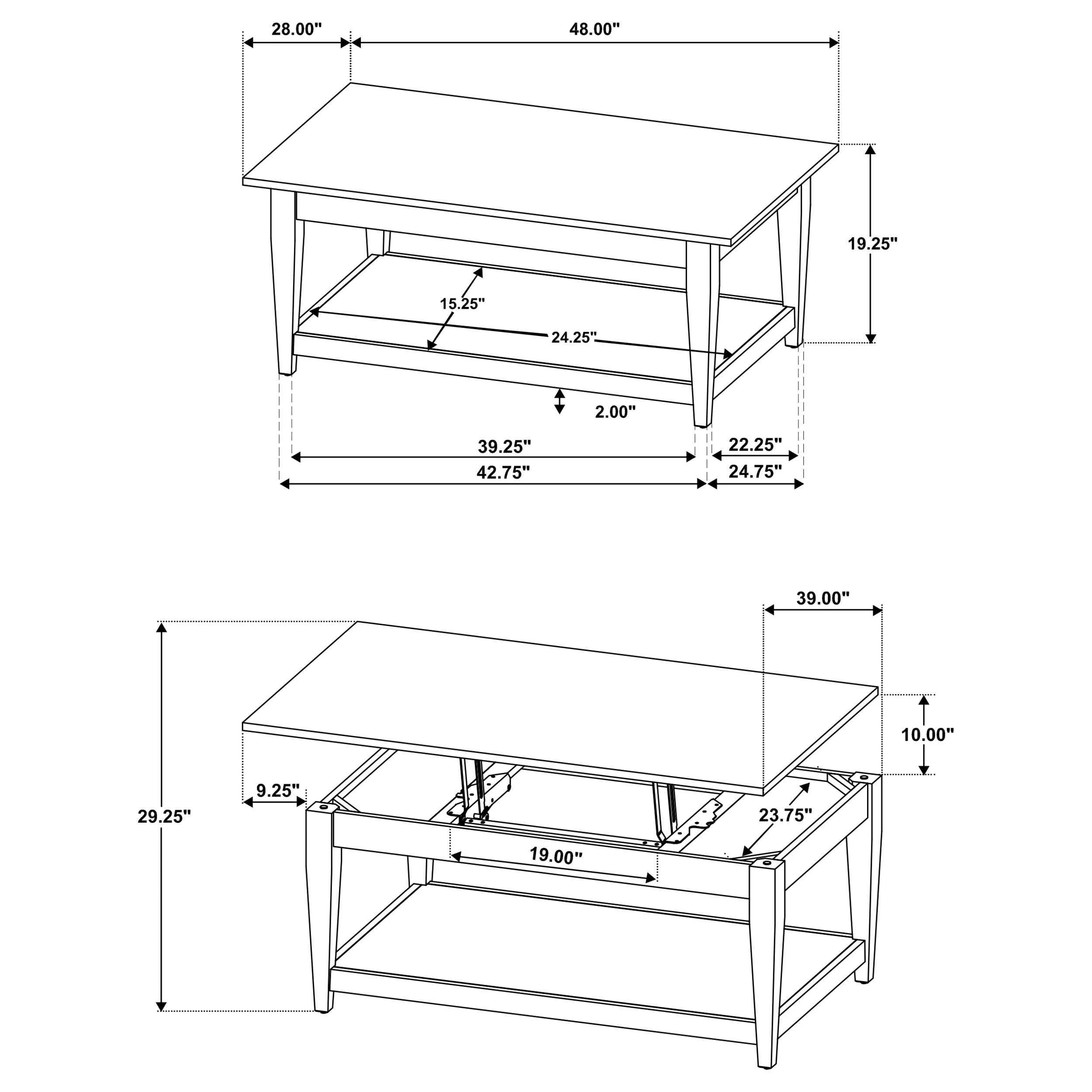Lindenton Black 2-piece Wood Lift-Top Coffee and End Table Set - Image 15