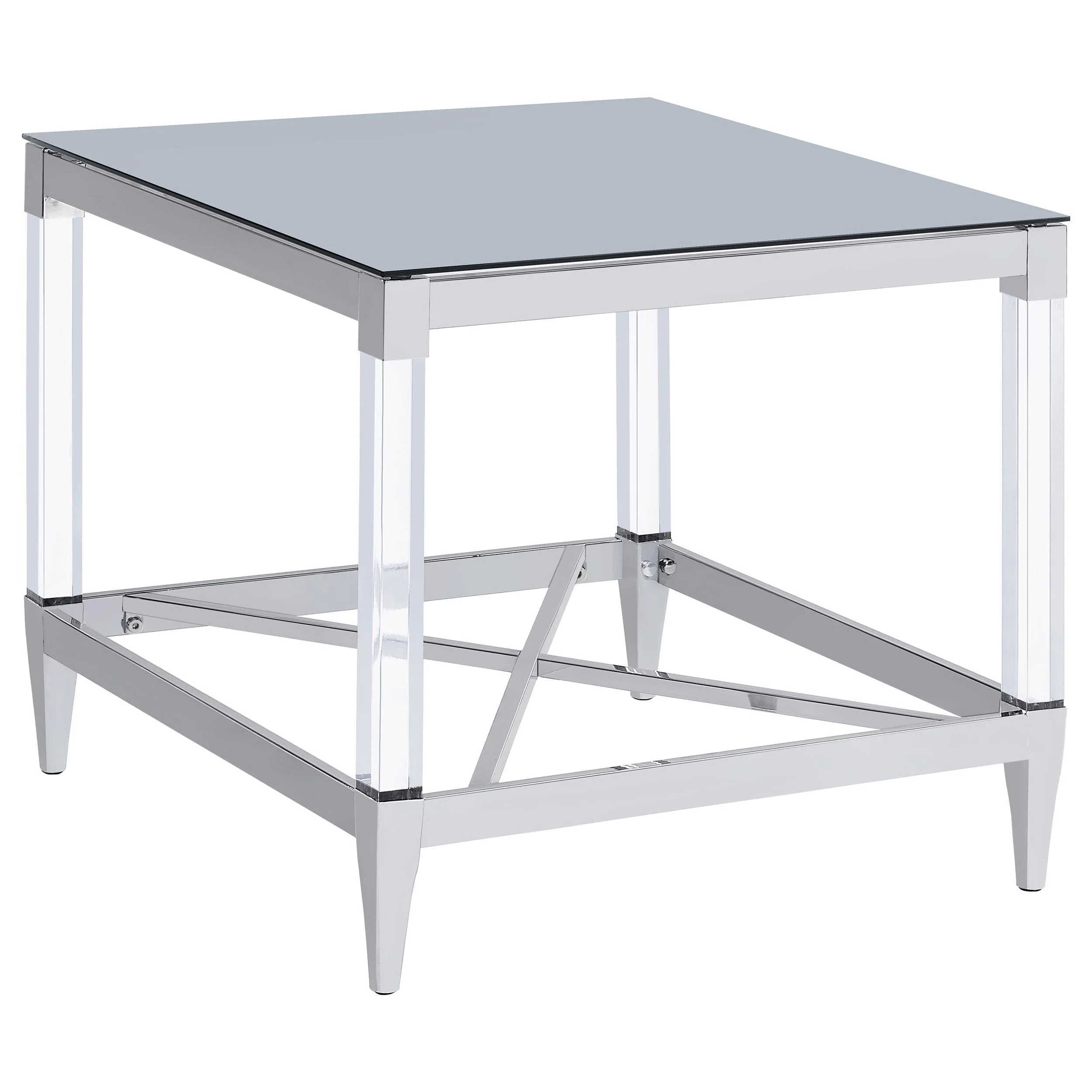 Lindley Chrome 2-Piece Square Coffee and End Table Set - Image 3