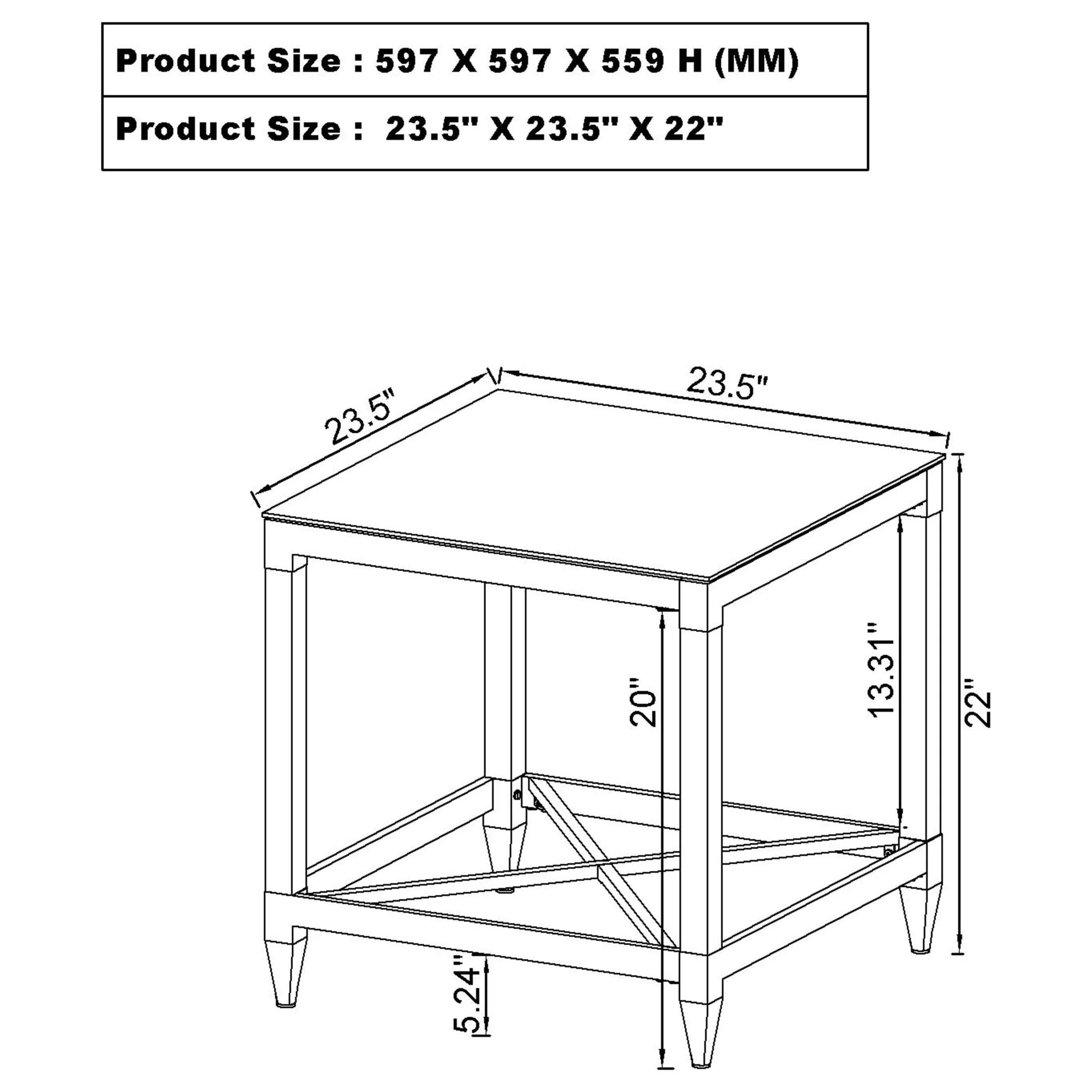 Lindley Chrome 3-Piece Square Coffee and End Table Set - Image 9