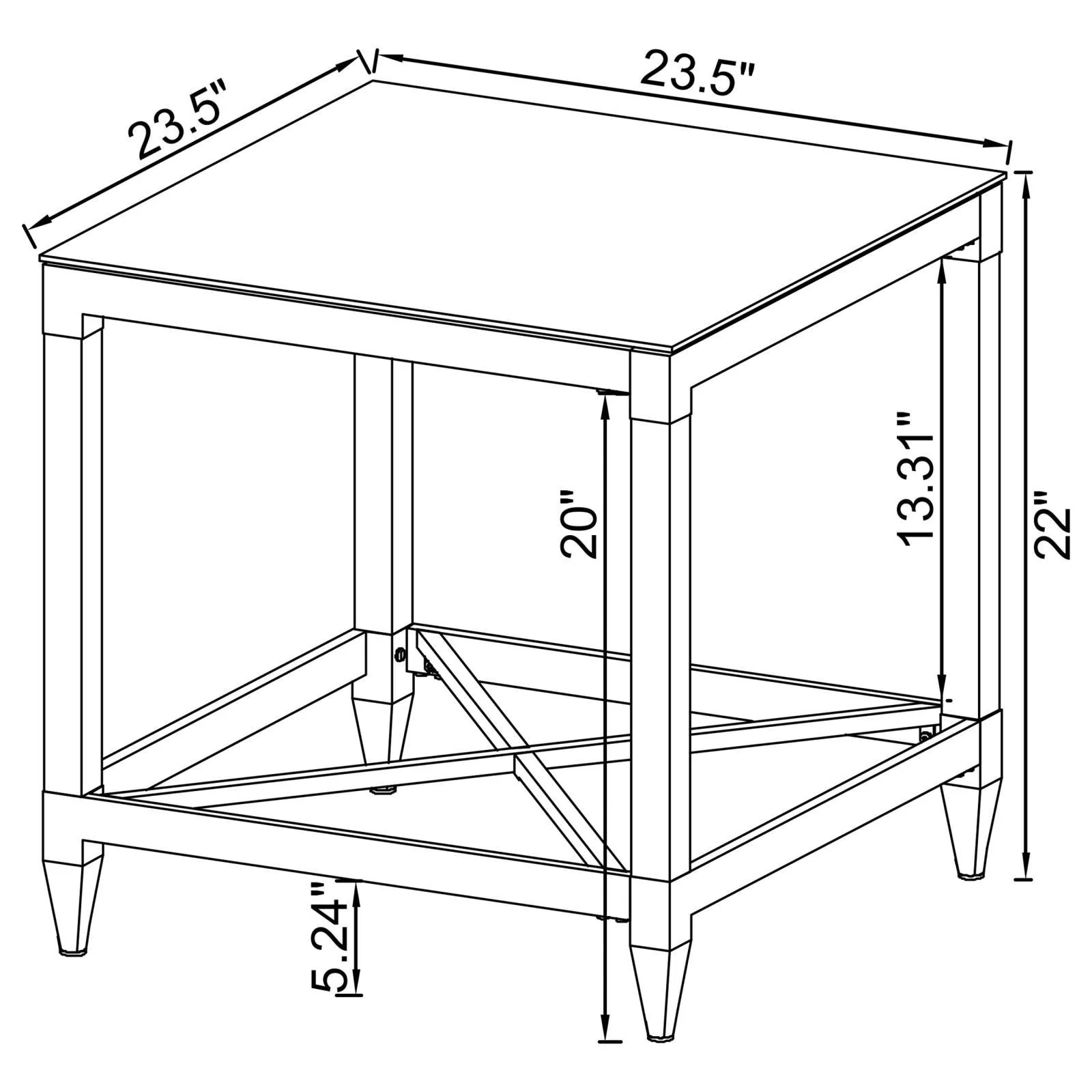 Lindley Chrome Square End Table with Acrylic Legs and Tempered Mirror Top - Image 7