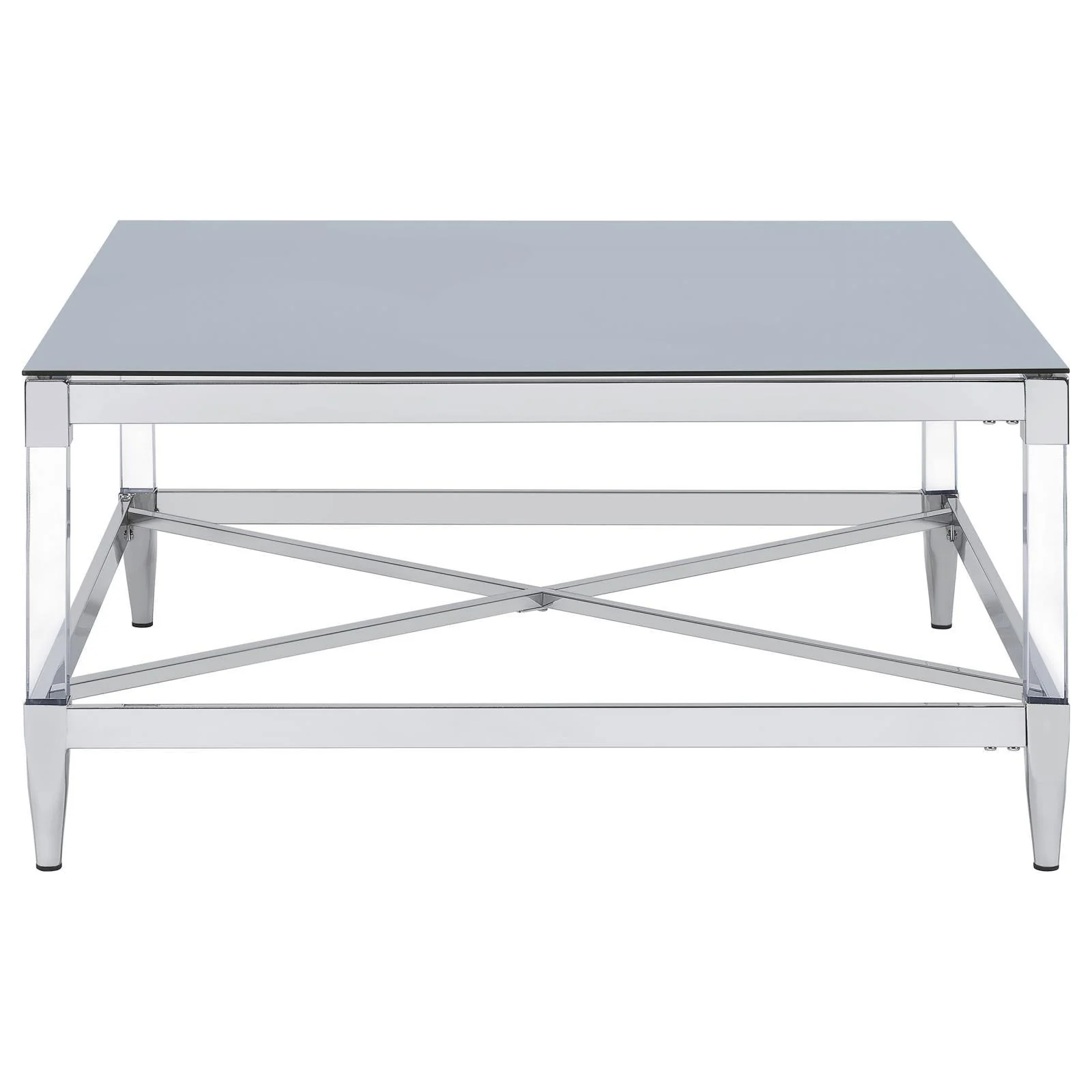 Lindley Square Coffee Table with Acrylic Legs and Tempered Mirror Top Chrome - Image 5