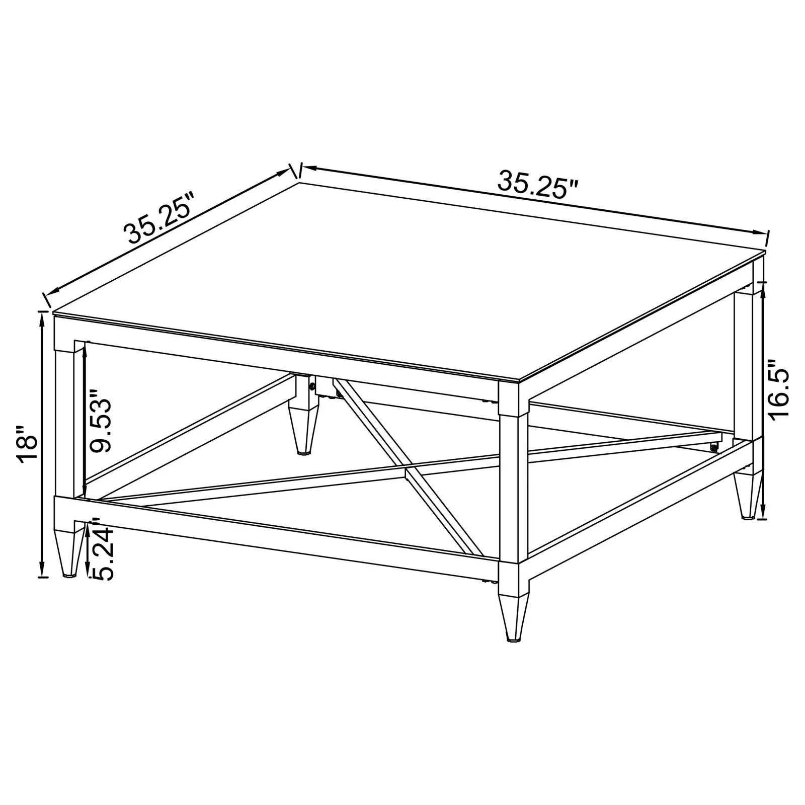 Lindley Square Coffee Table with Acrylic Legs and Tempered Mirror Top Chrome - Image 9