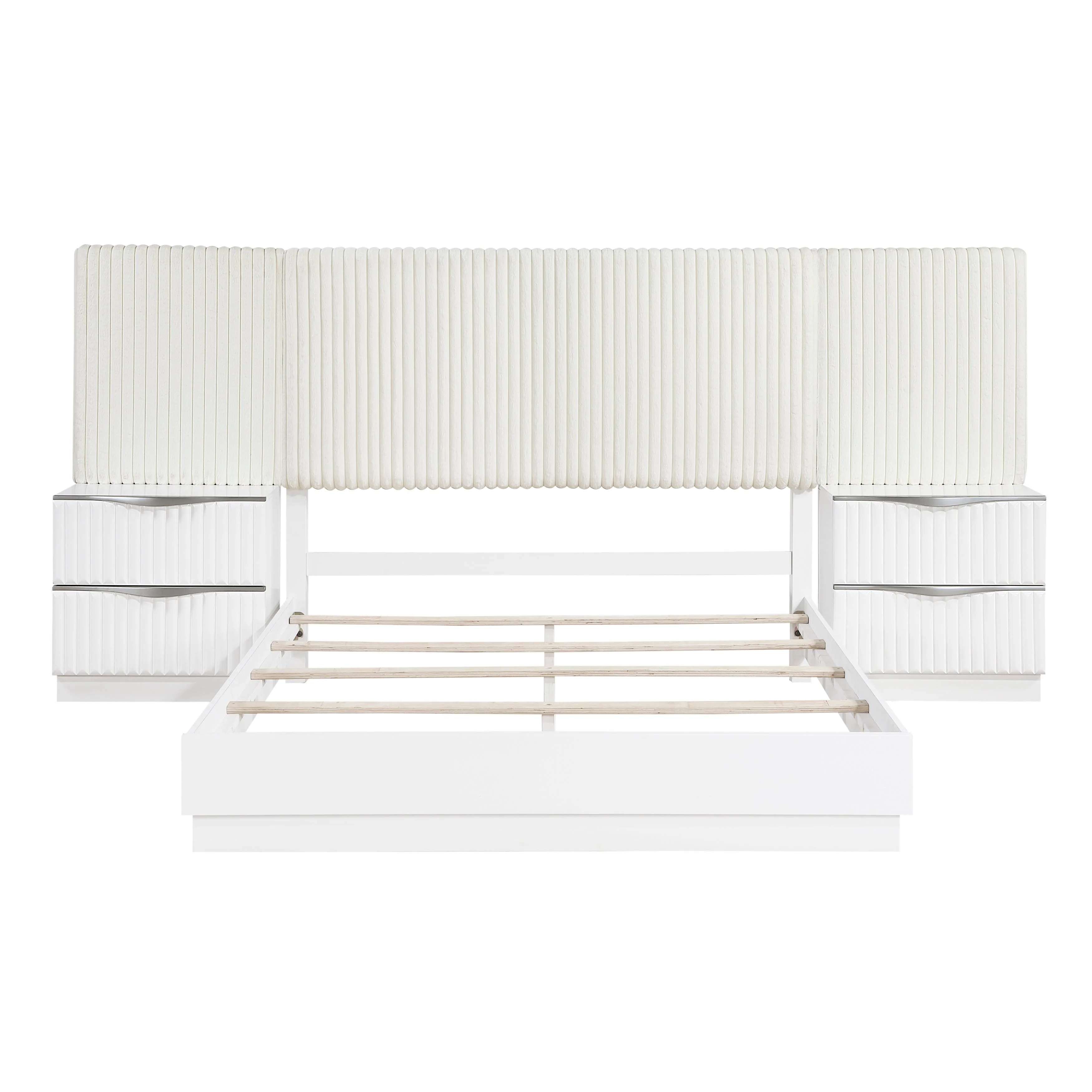 Linea Pearl White California King Bed with 2 Nightstands - Image 2
