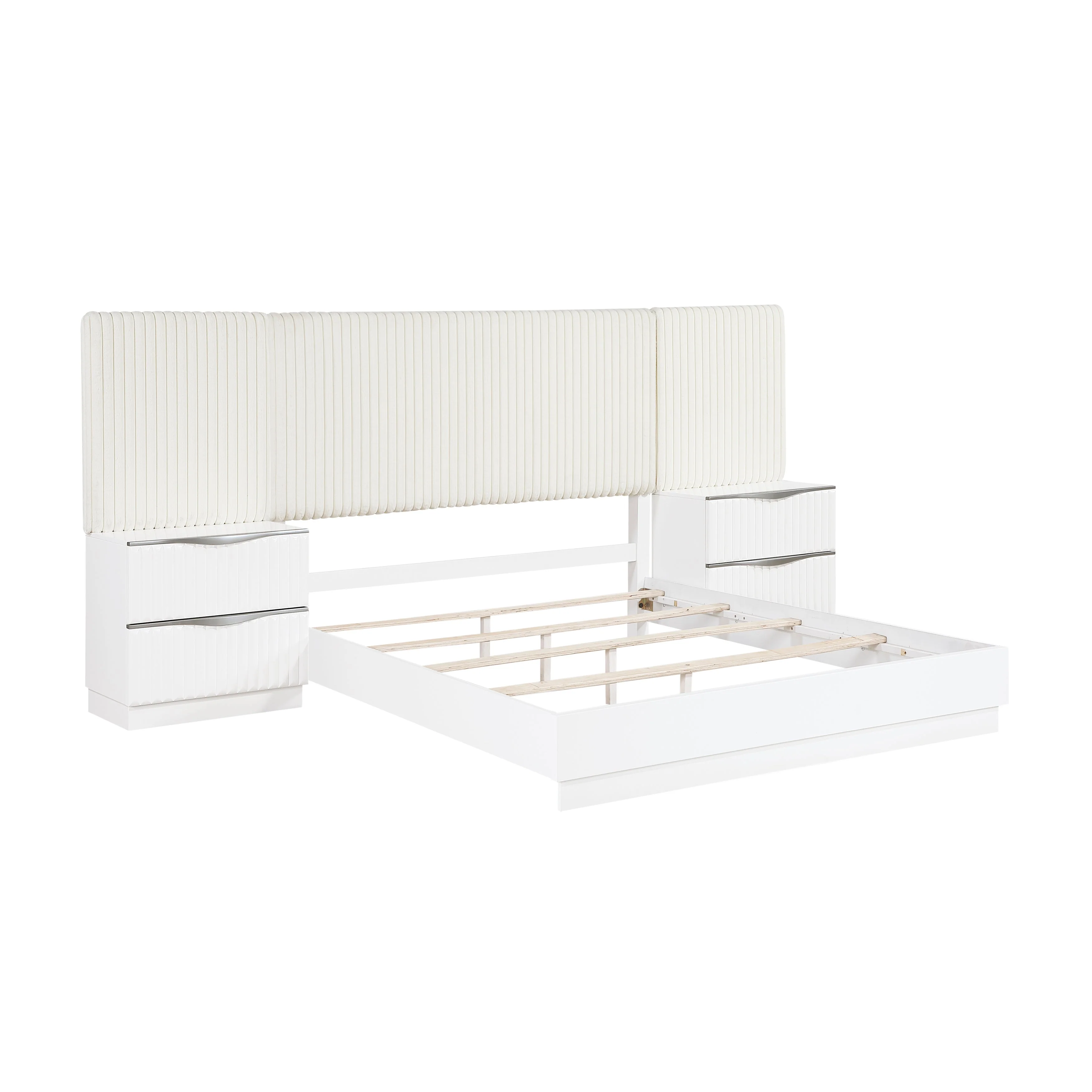 Linea Pearl White California King Bed with 2 Nightstands - Image 4