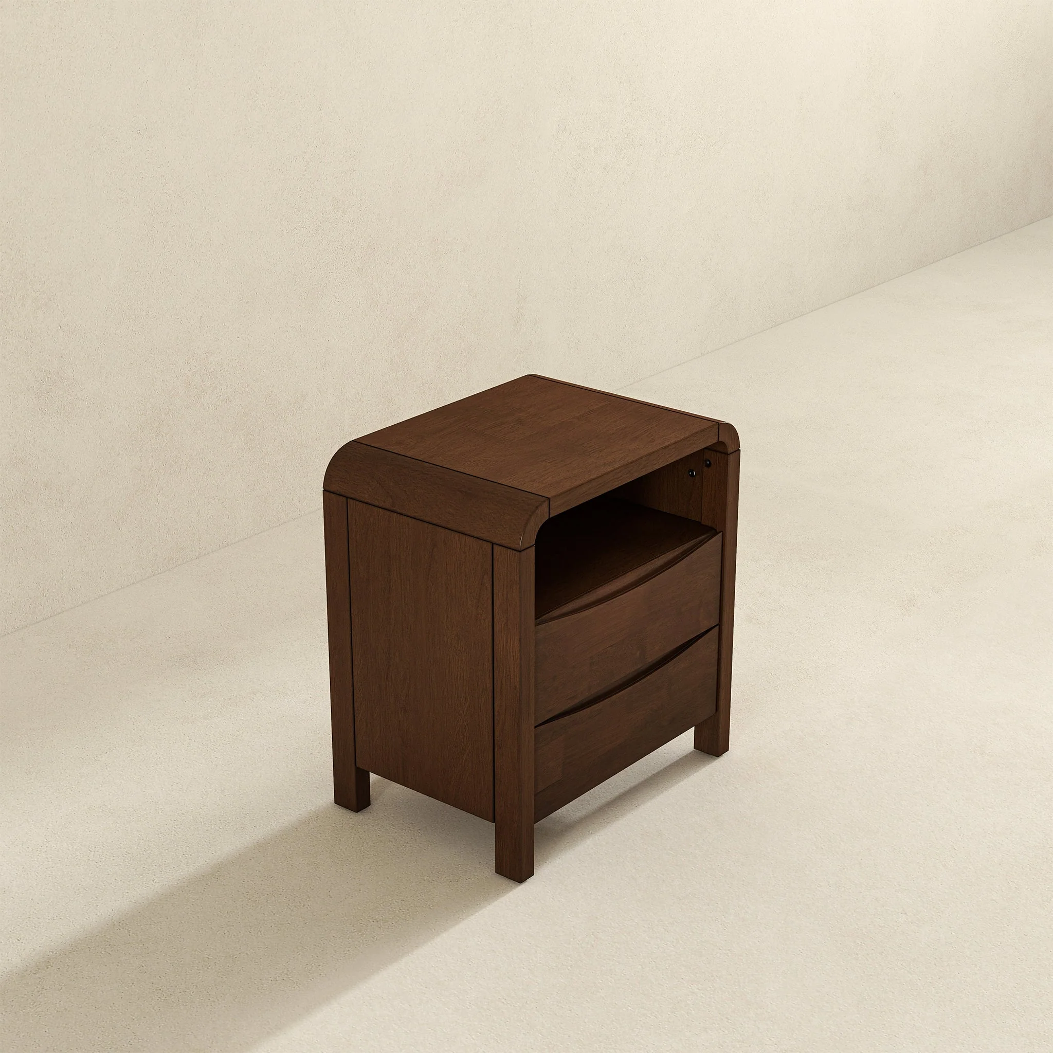 Lionel Mid Century Modern Solid Wood Nightstand 2-Drawer - Image 5
