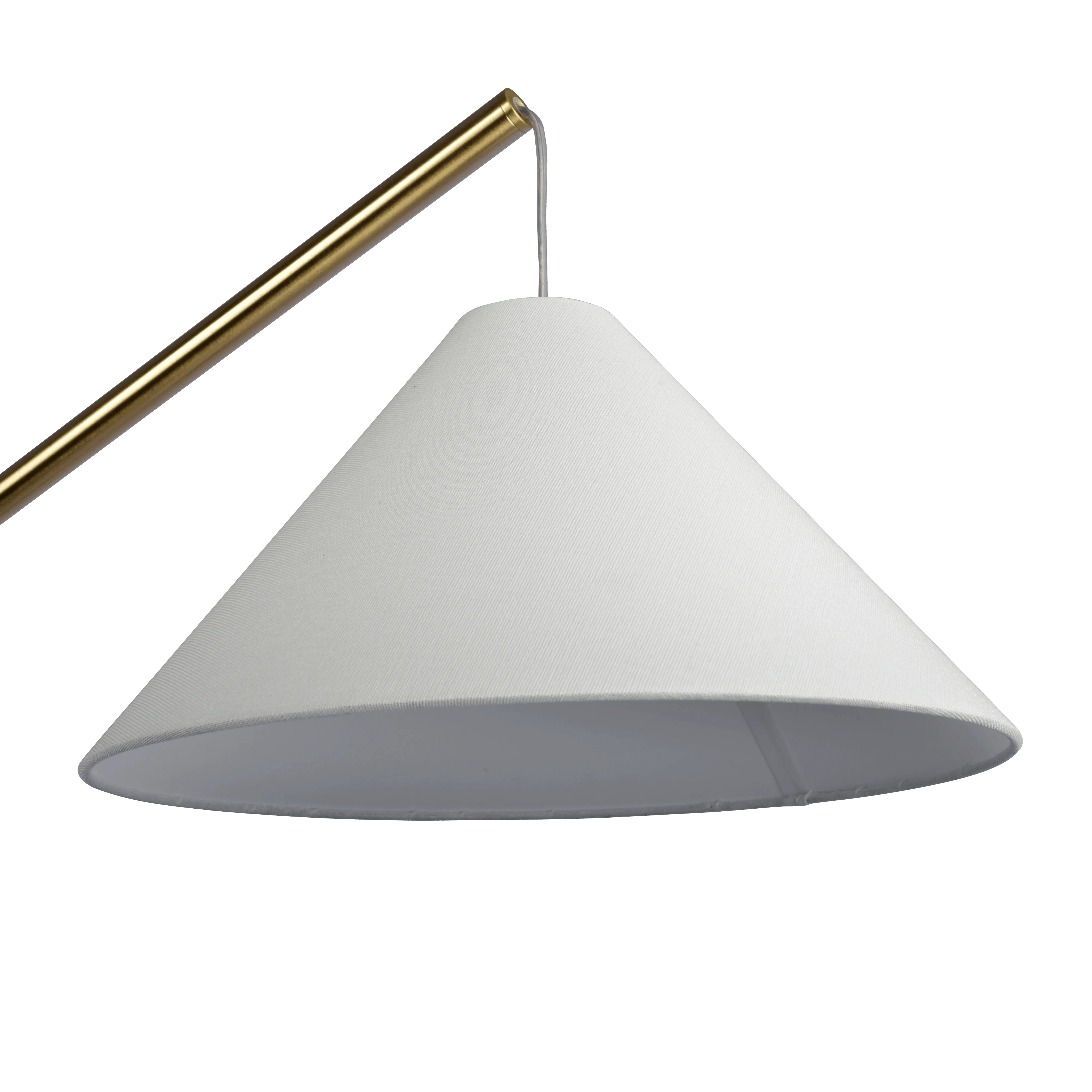 Lisbon Black Floor Lamp with On/Off Switch Coned Base Hanging White Fabric Shade - Image 5