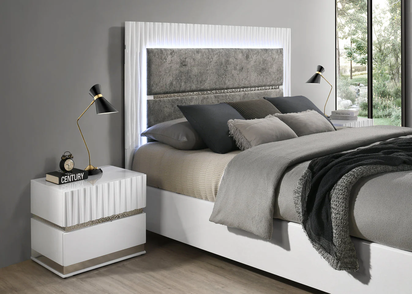 Lisbon White Platform Bedroom Set - Image 2