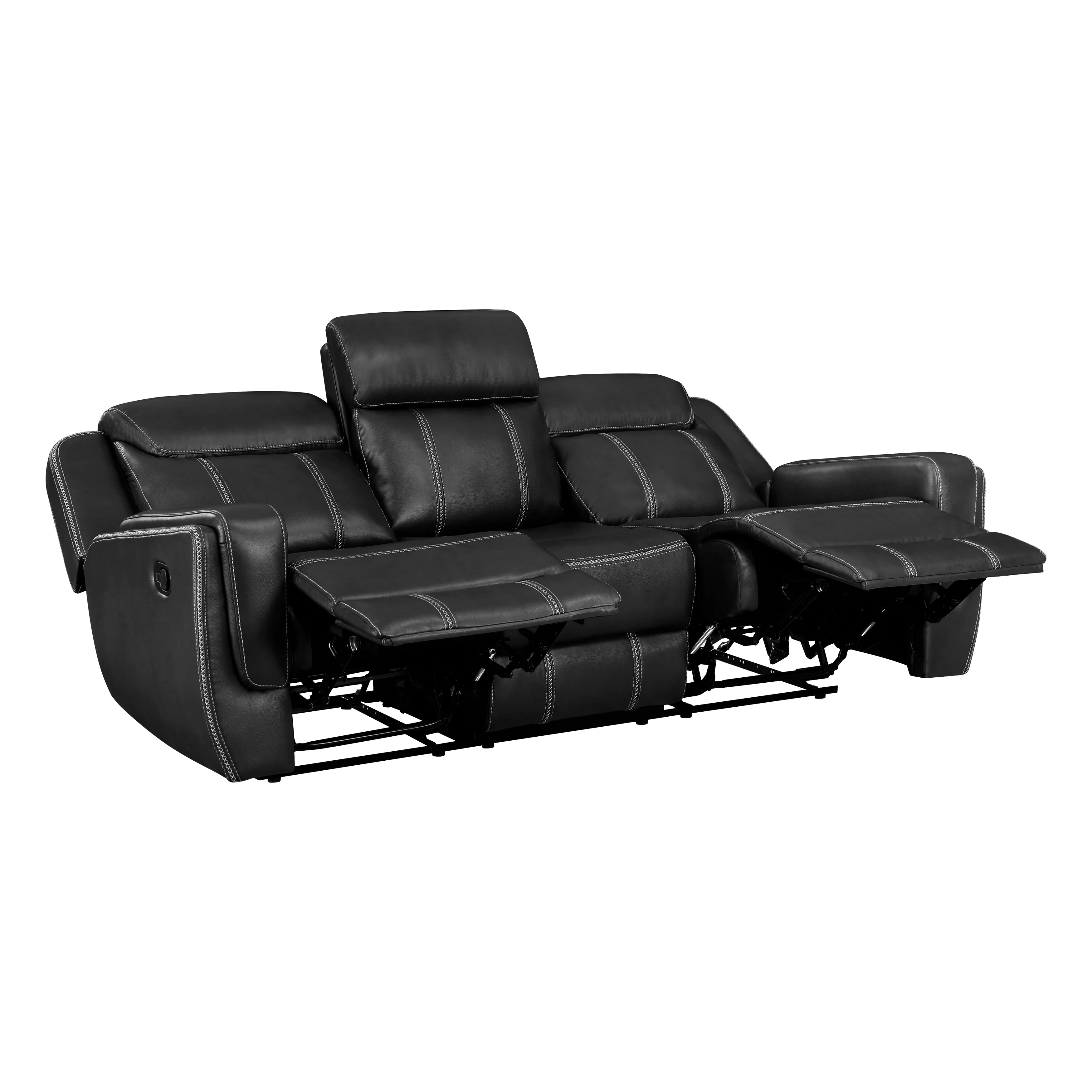 Littleton Black Double Reclining Sofa - Image 4