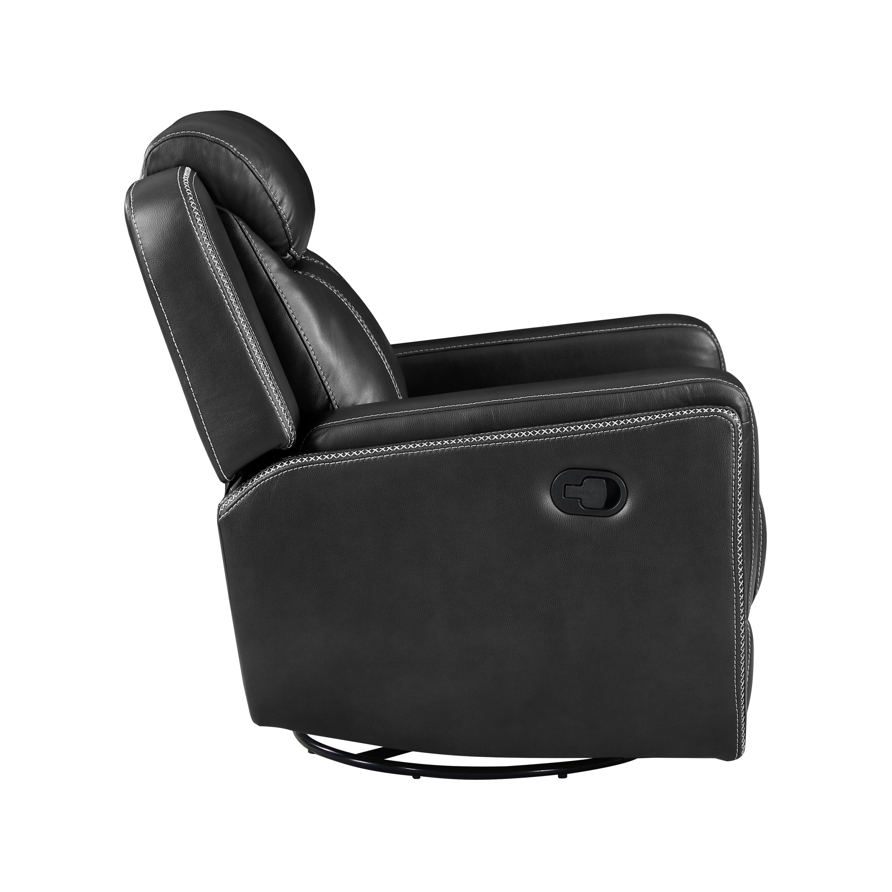 Littleton Black Swivel Glider Reclining Chair - Image 3
