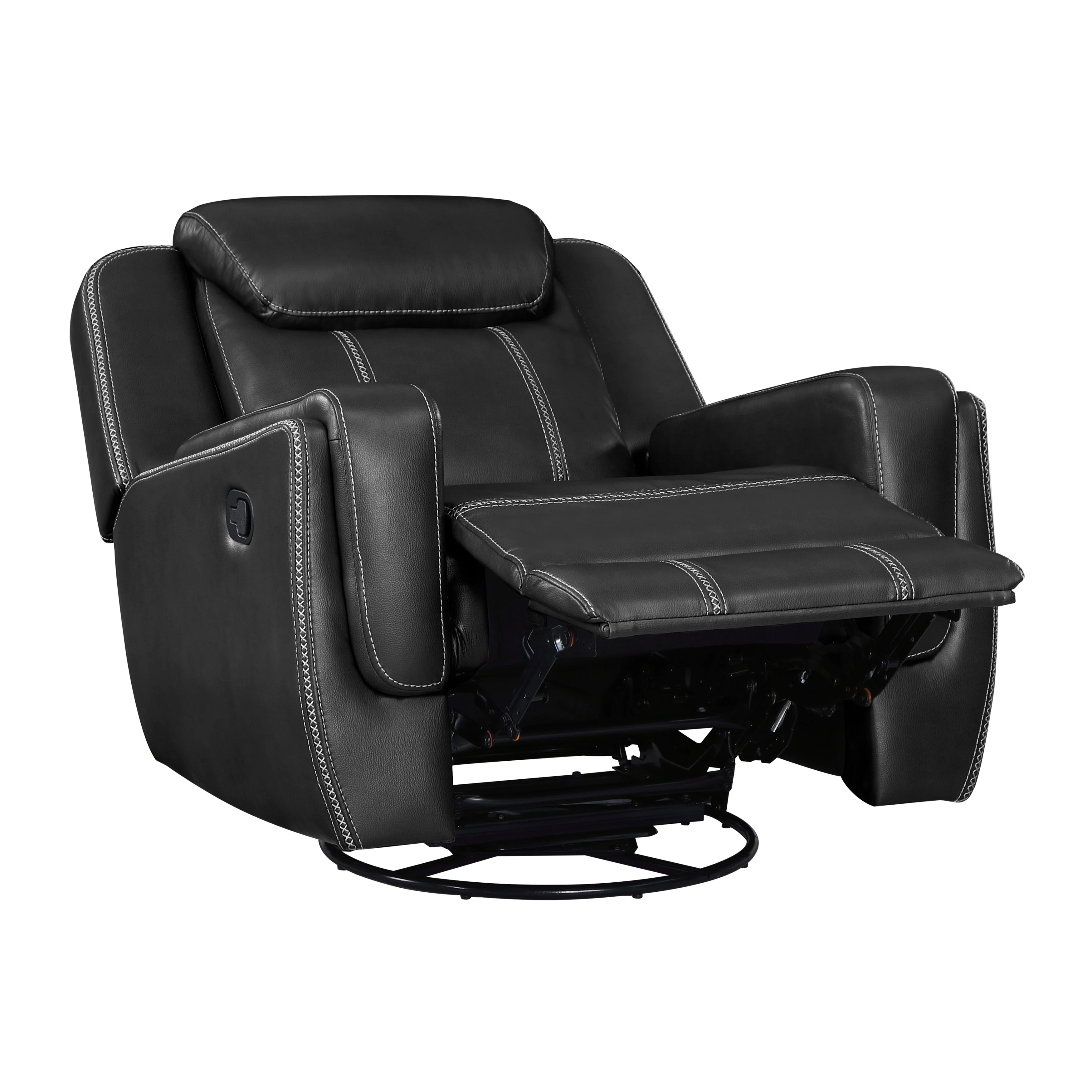 Littleton Black Swivel Glider Reclining Chair - Image 5