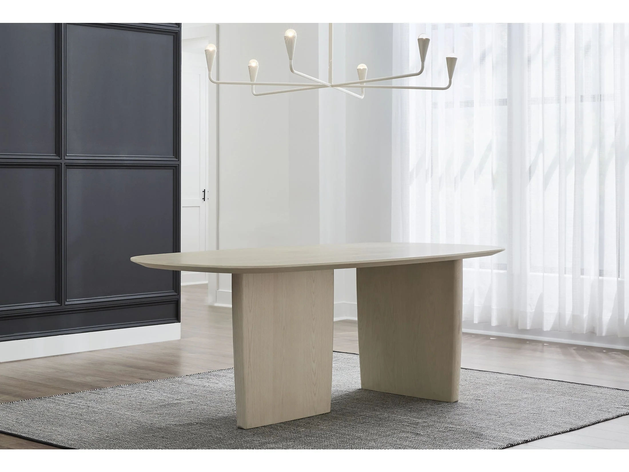 Liv Ash Wood Oval Dining Table in White Sand