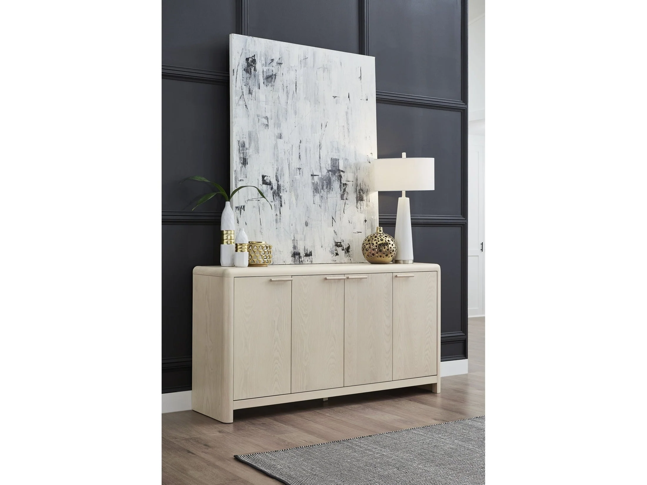 Liv Four Door Ash Wood Sideboard in White Sand