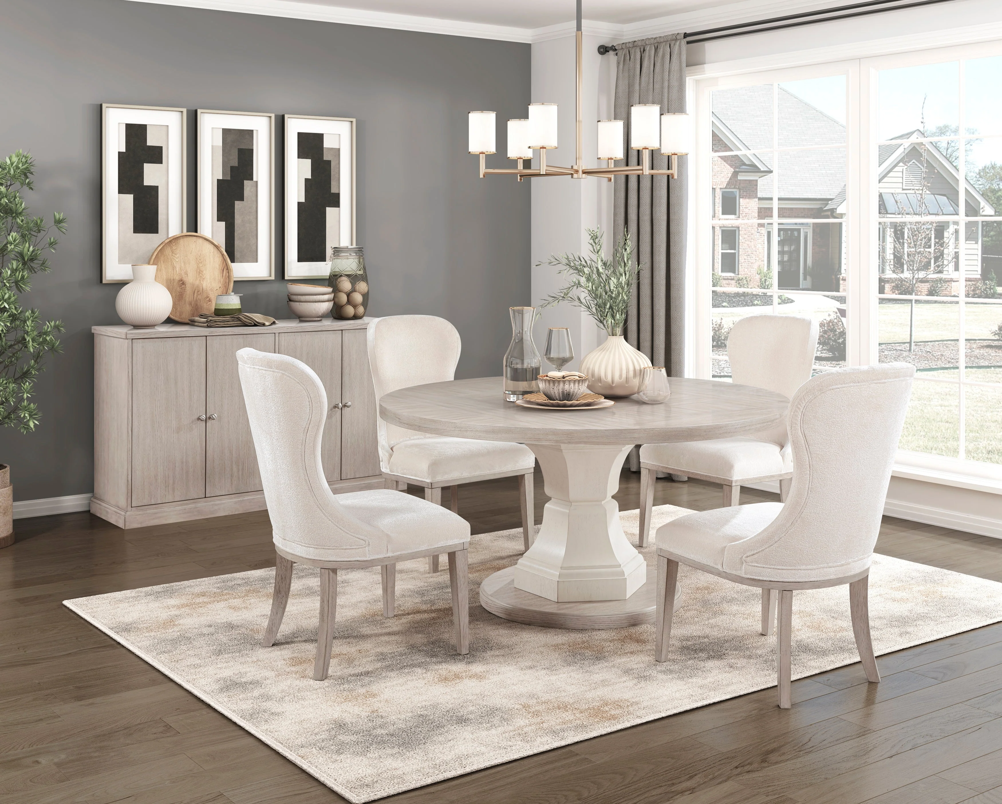 Lofton Light Gray/White Round Dining Table - Image 4