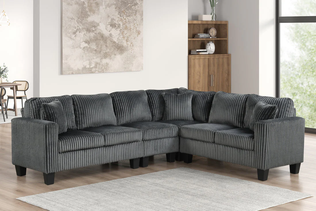 Logan Charcoal Reversible Sectional