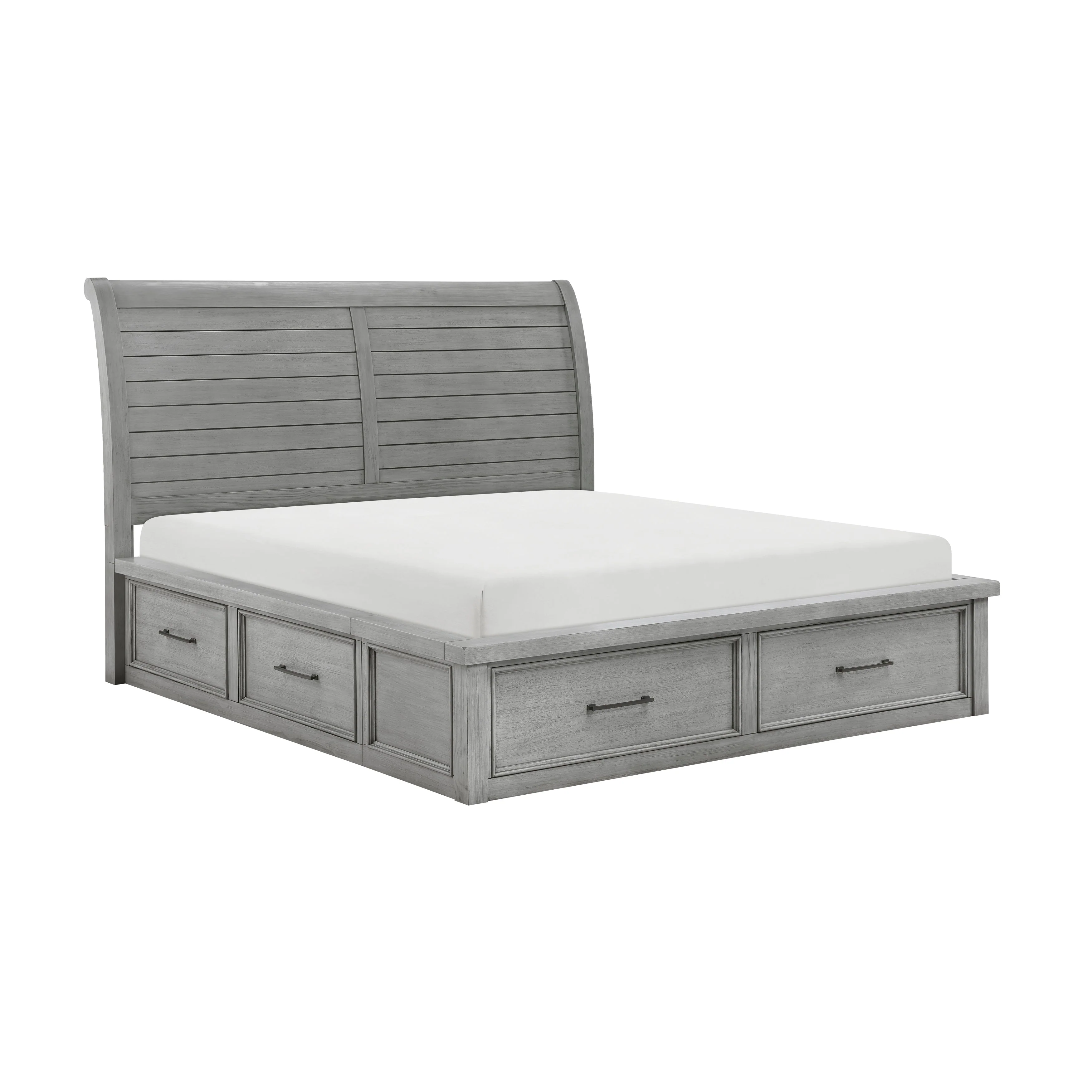 Logandale Antique Gray California King Platform Bed with Storage Footboard and Side Rails - Image 3