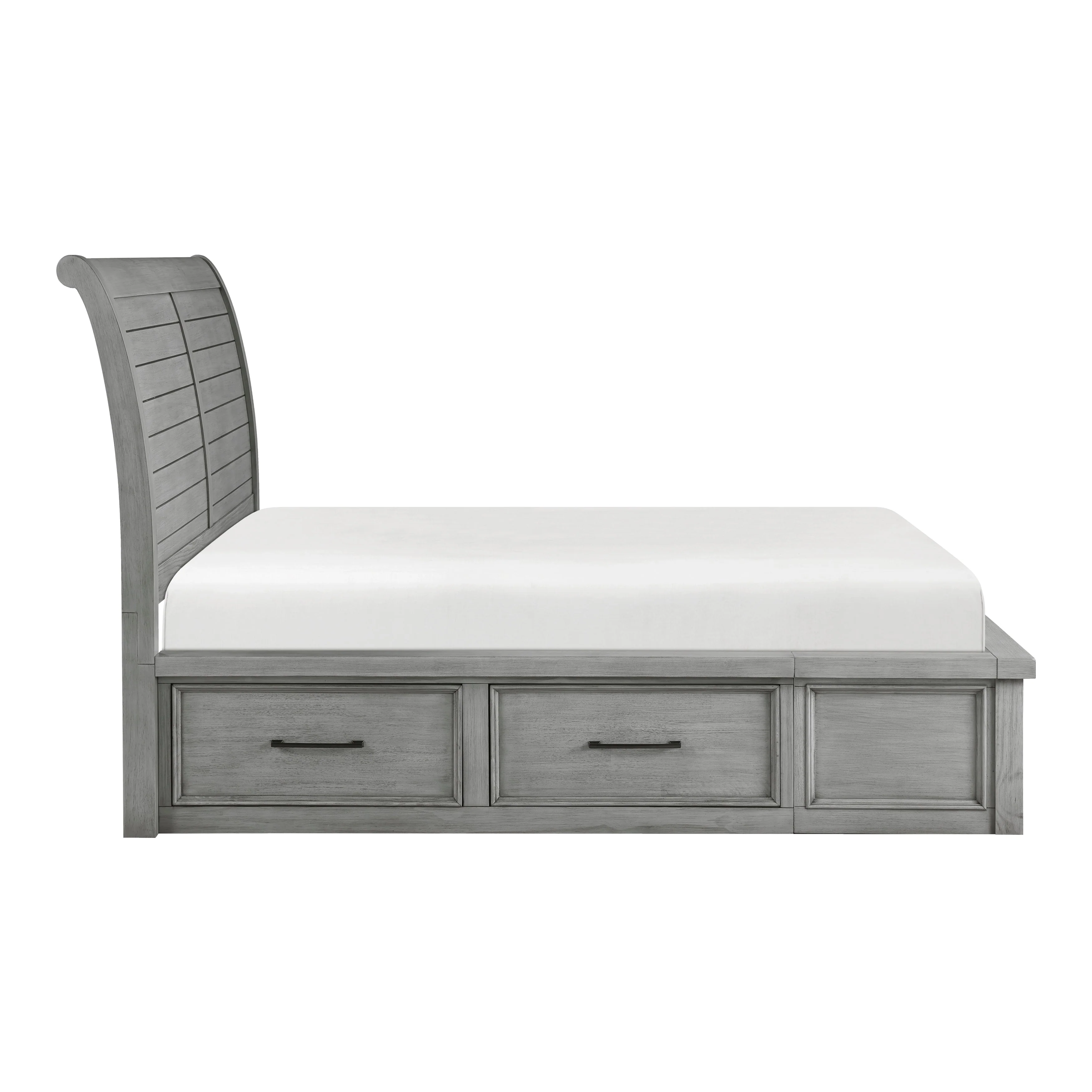 Logandale Antique Gray California King Platform Bed with Storage Footboard and Side Rails - Image 5