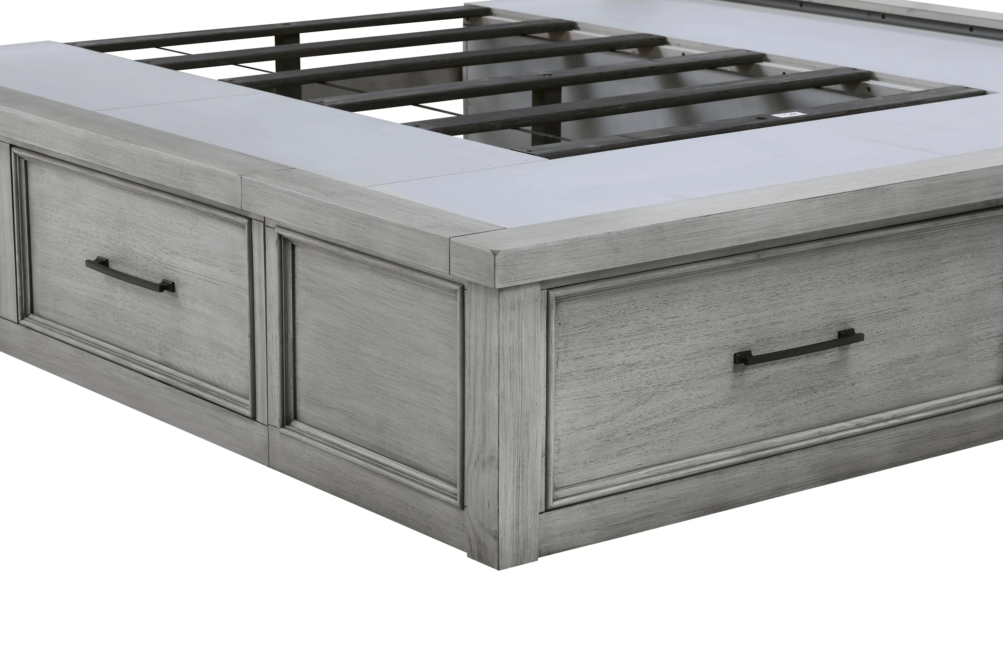 Logandale Antique Gray Queen Sleigh Storage Platform Bed - Image 11