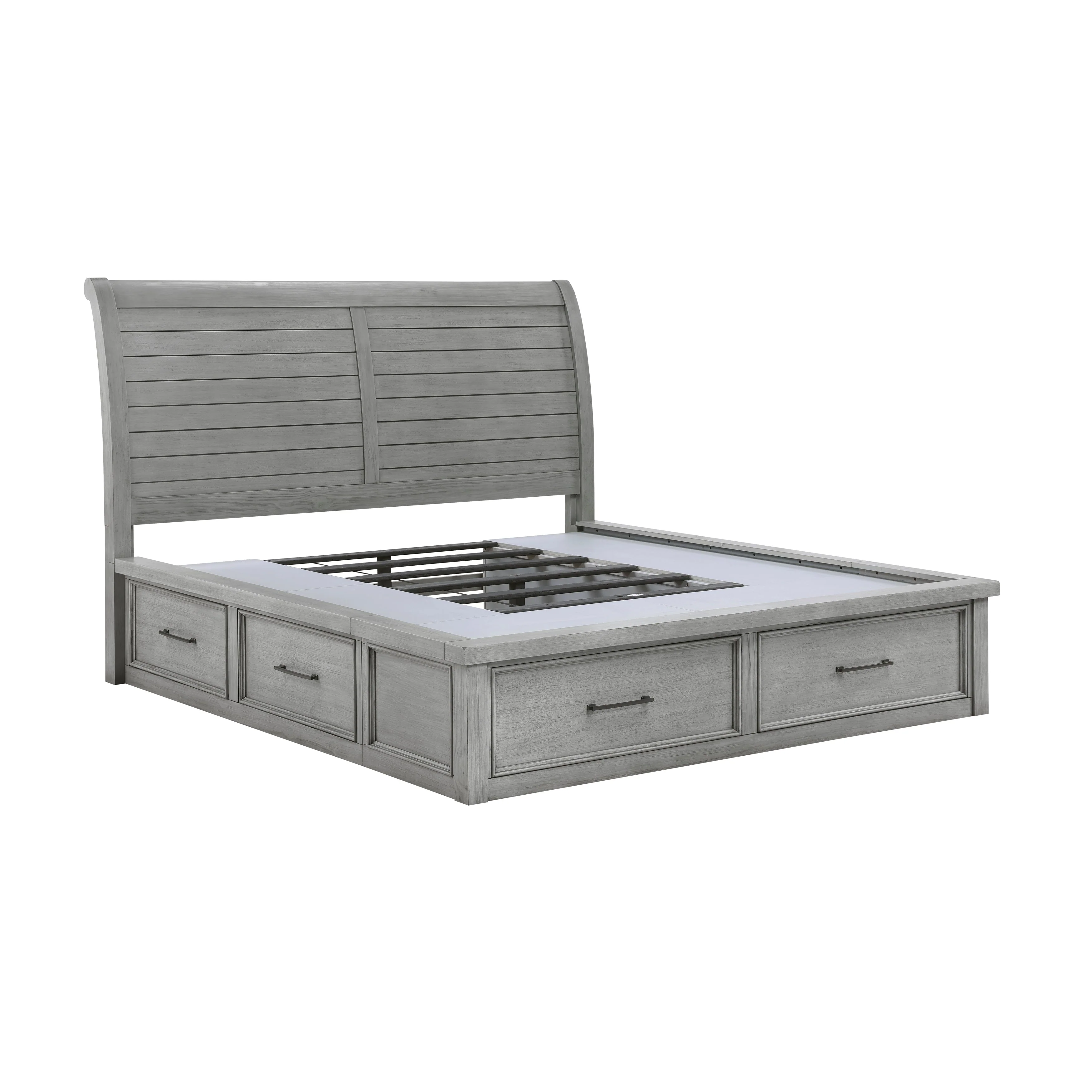 Logandale Brown California King Platform Bed with Storage Footboard and Side Rails - Image 10