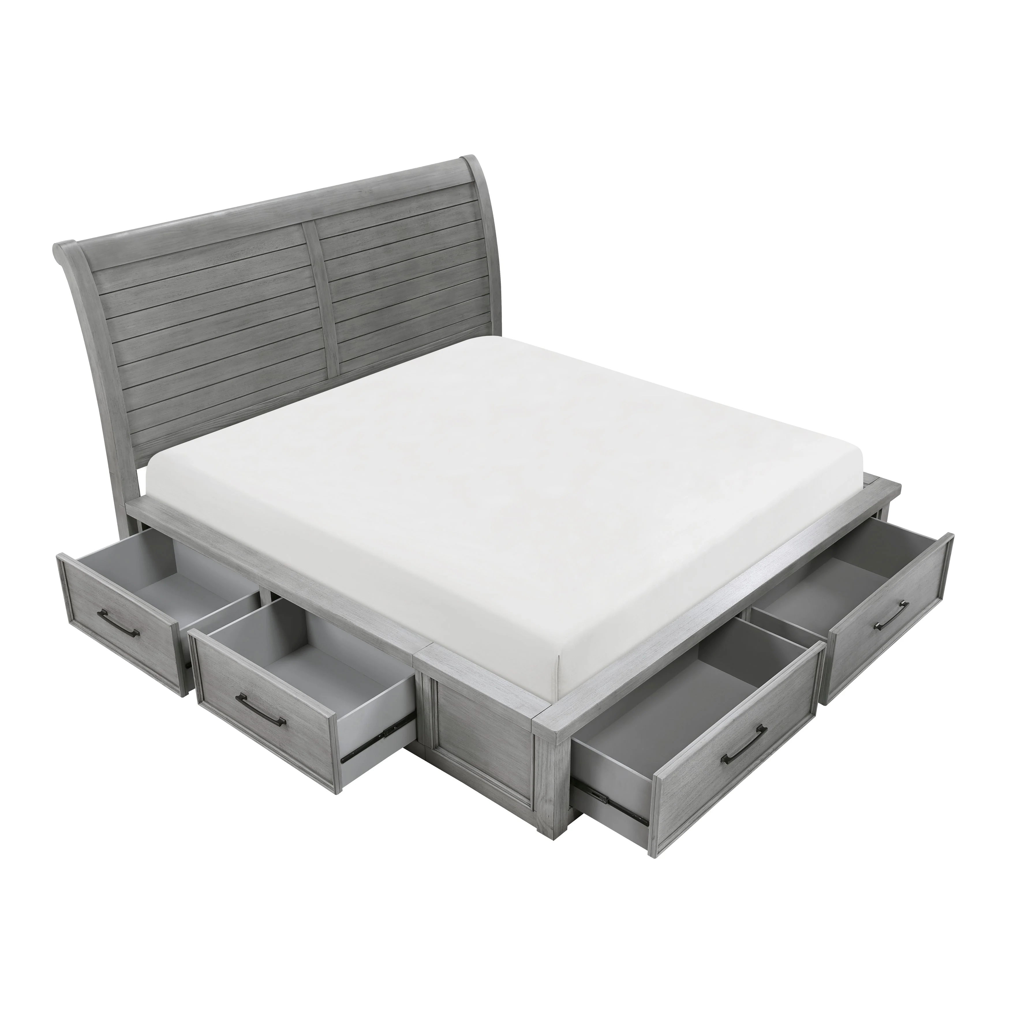 Logandale Brown California King Platform Bed with Storage Footboard and Side Rails - Image 13