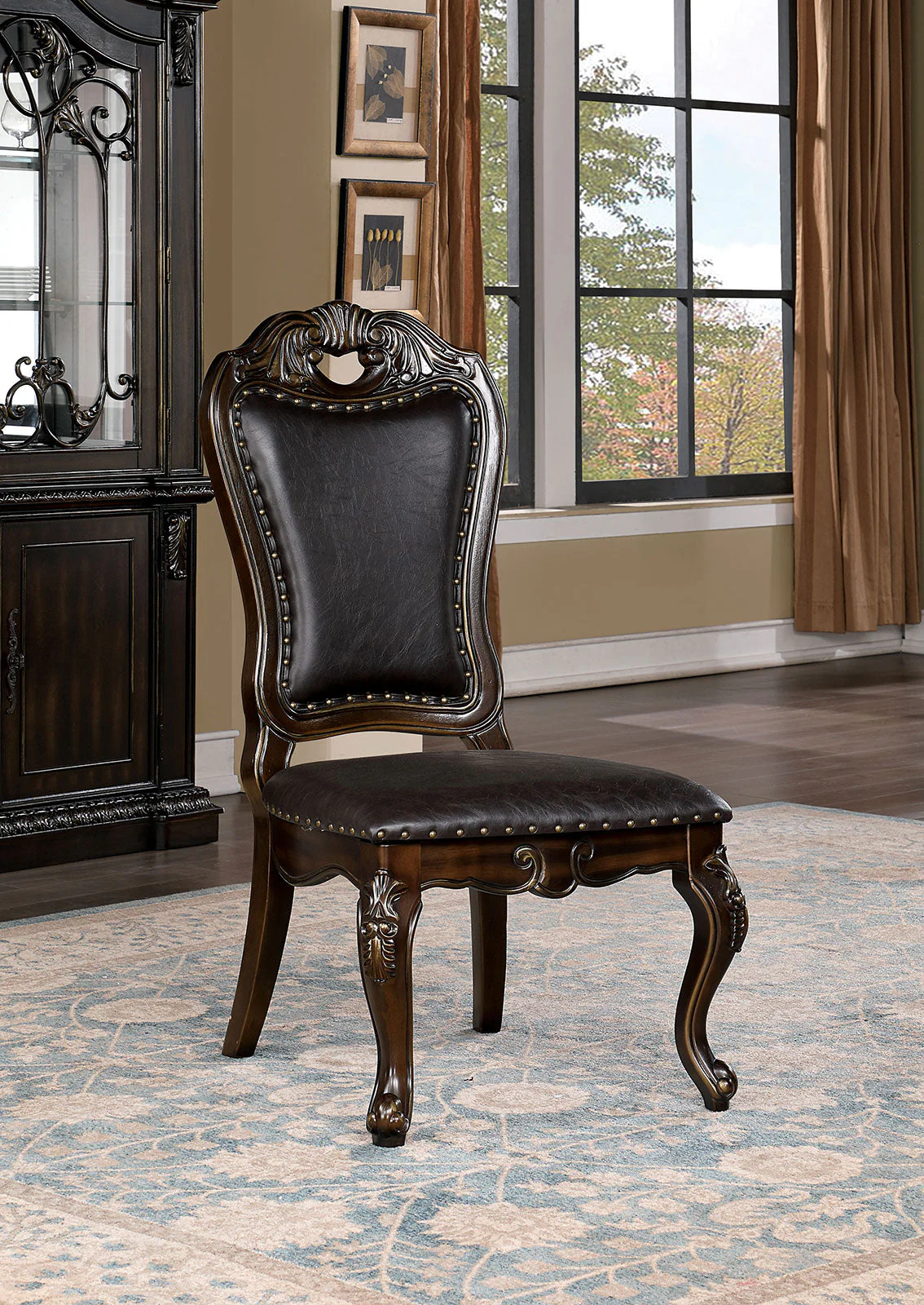 Lombardy Walnut/Dark Brown Side Chair, Set of 2