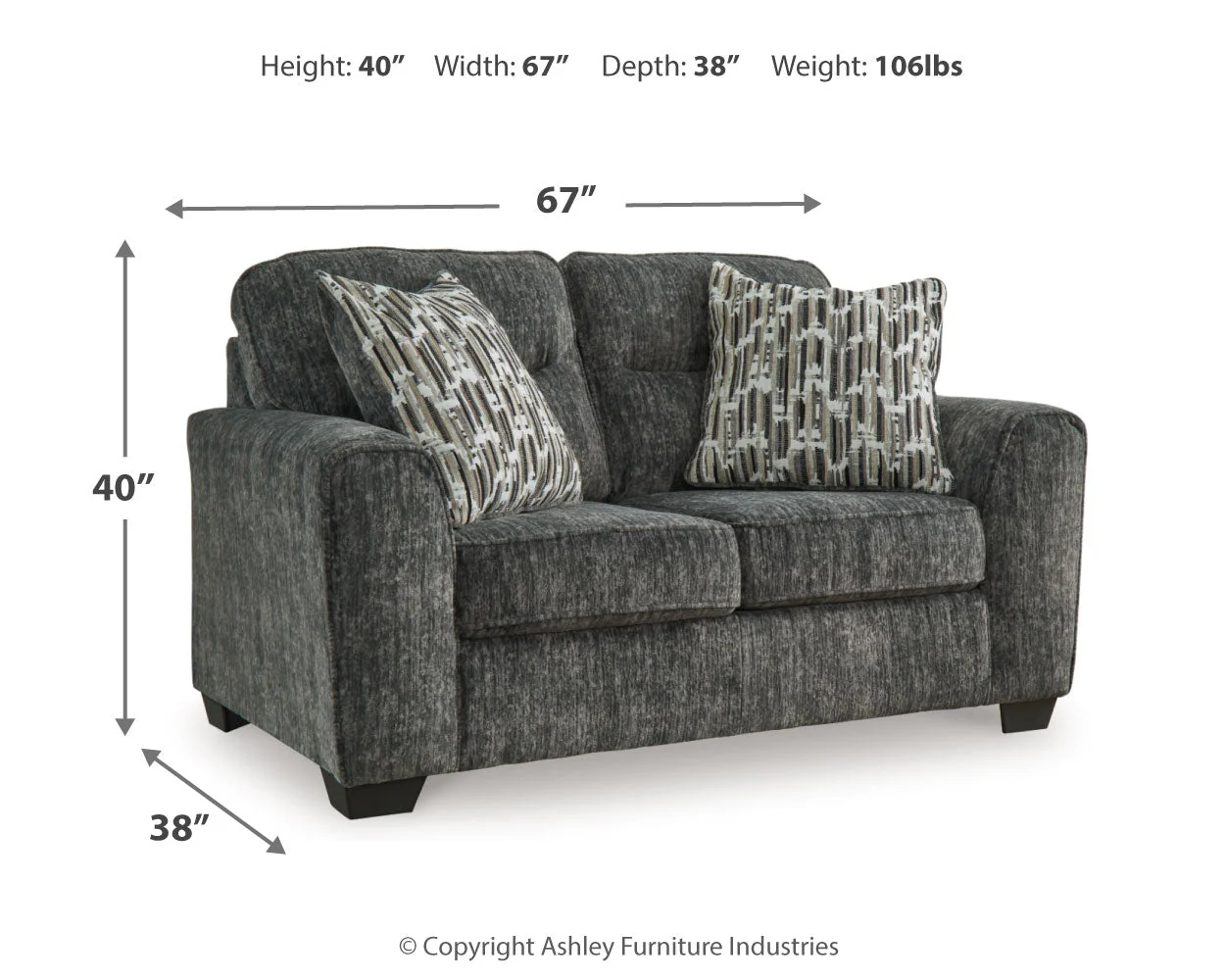 Lonoke Gunmetal Sofa, Loveseat and Oversized Chair - Image 20
